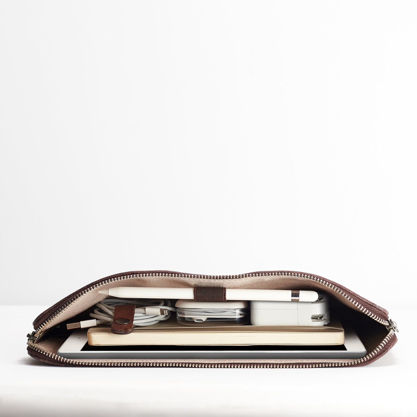  Brown leather iPad and tablets portfolio case.