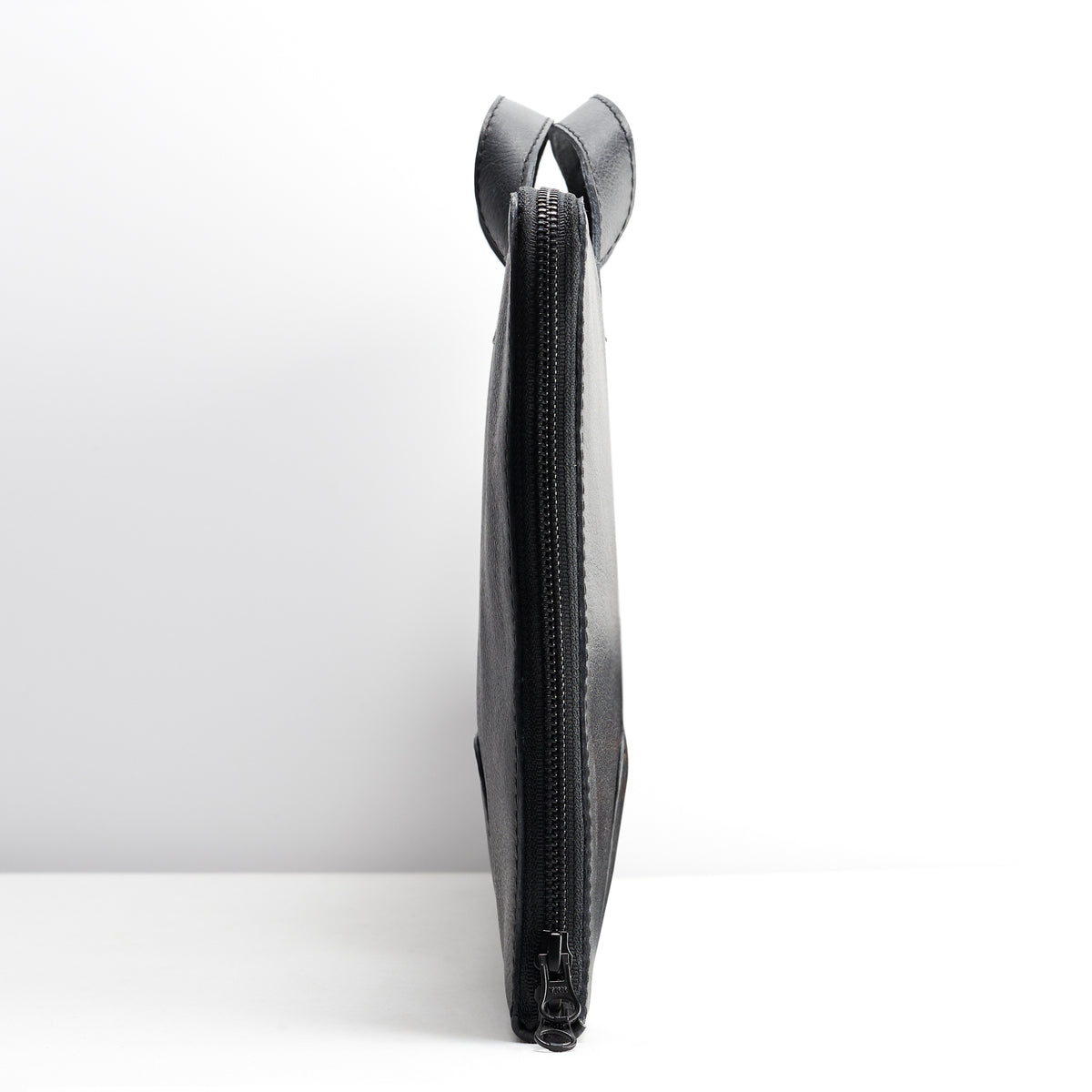 Slim briefcase. Black Laptop Portfolio. Business Document Organizer by Capra Leather