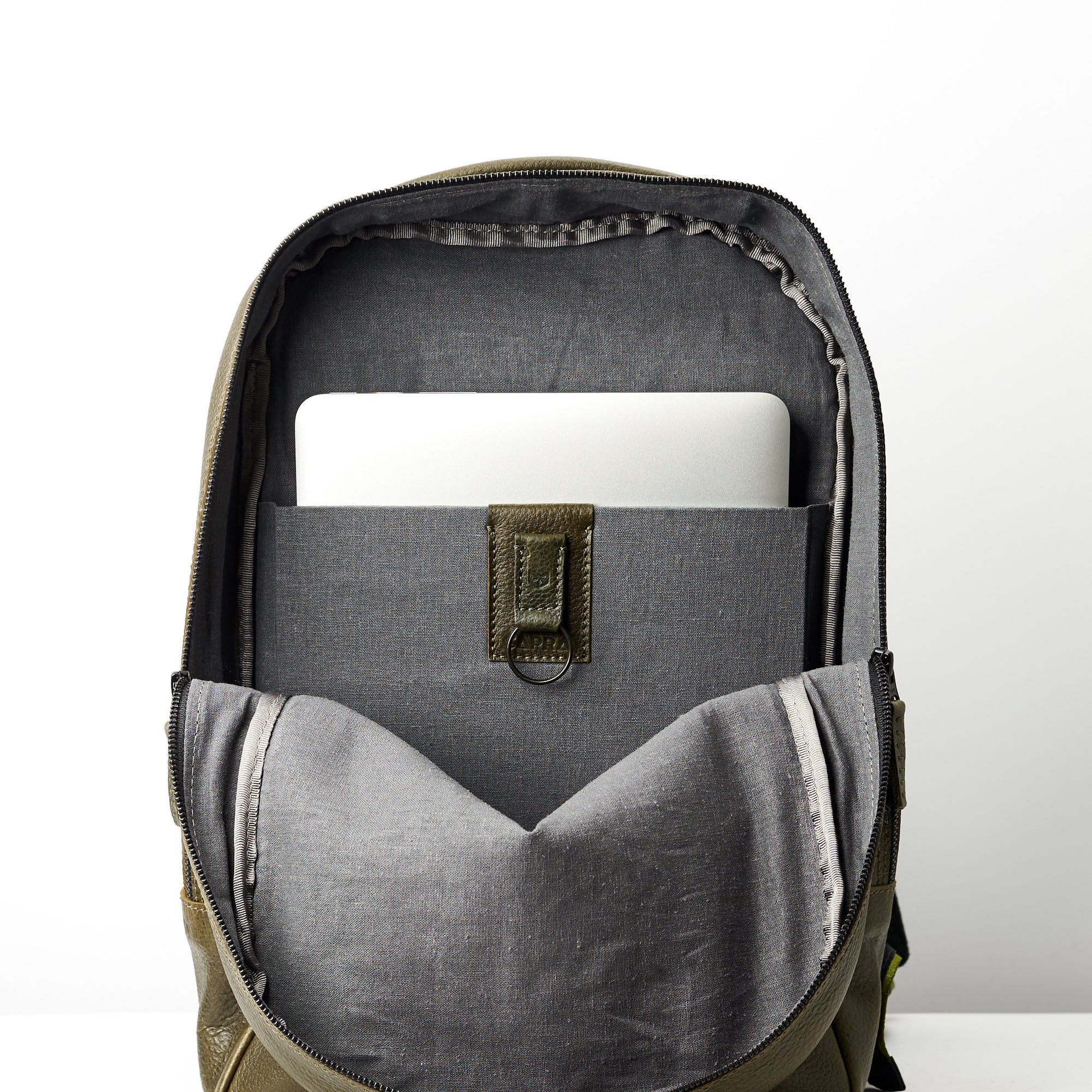 handmade leather backpack green by capra leather