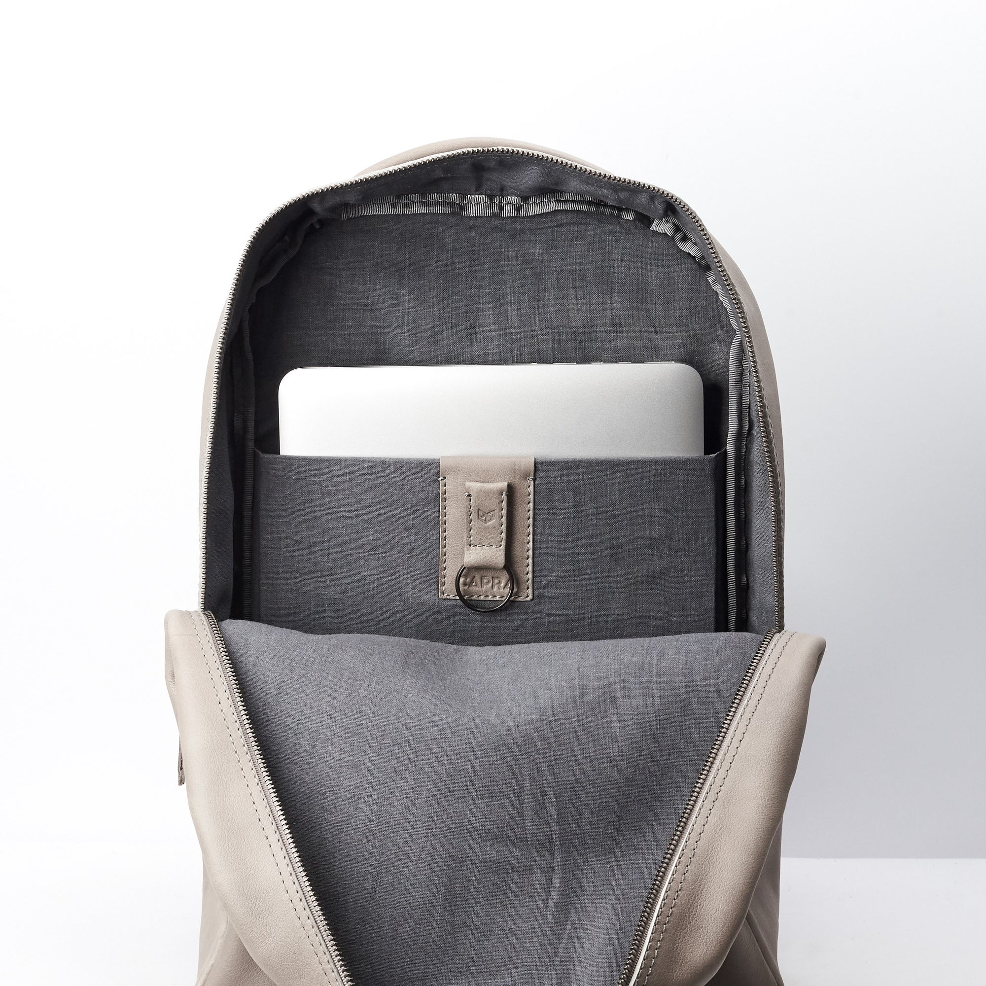 bisonte laptop backpack grey by capra leather