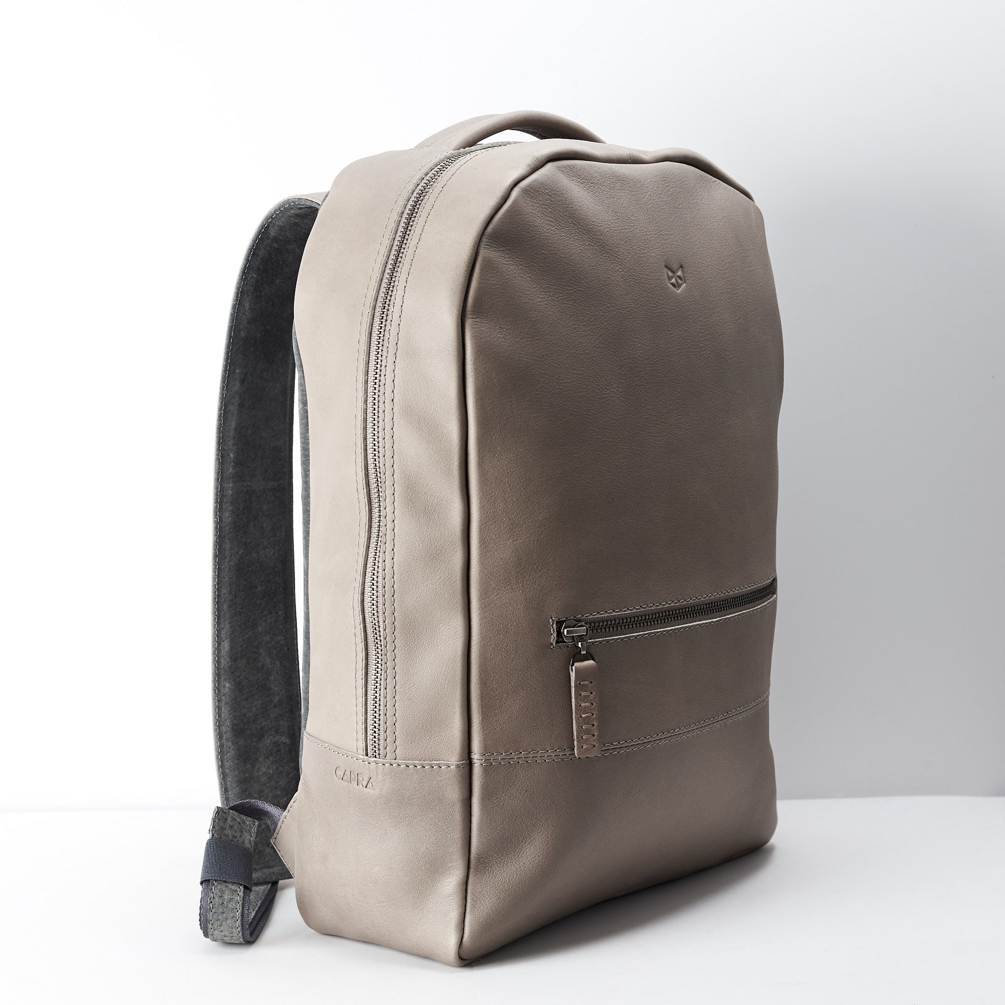 travel backpack grey by capra leather