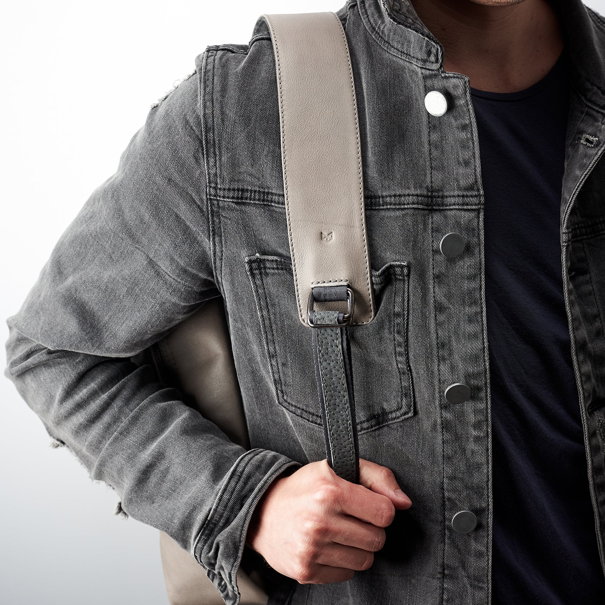 mens backpack grey by capra leather