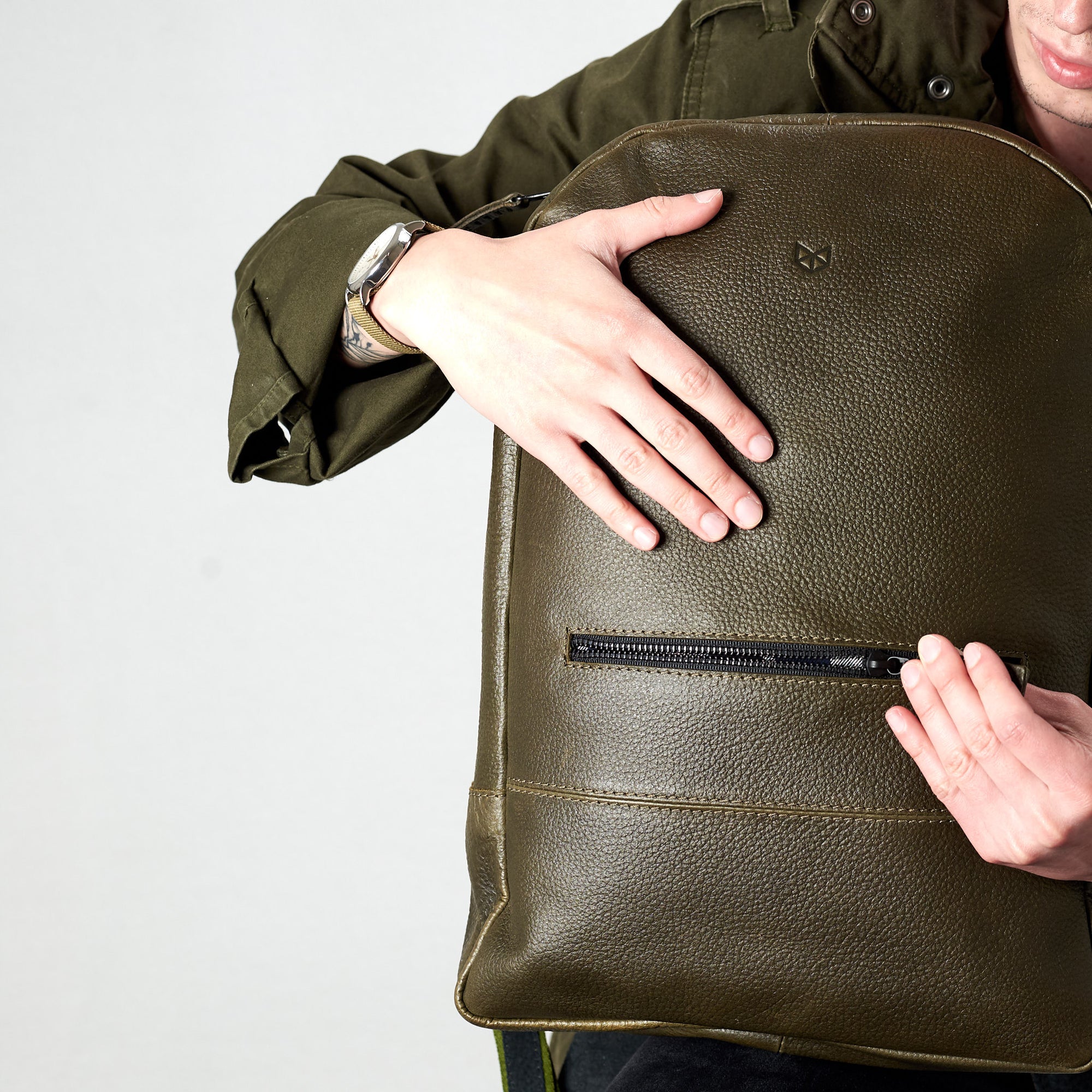 Stylish backpacks for men green by capra leather