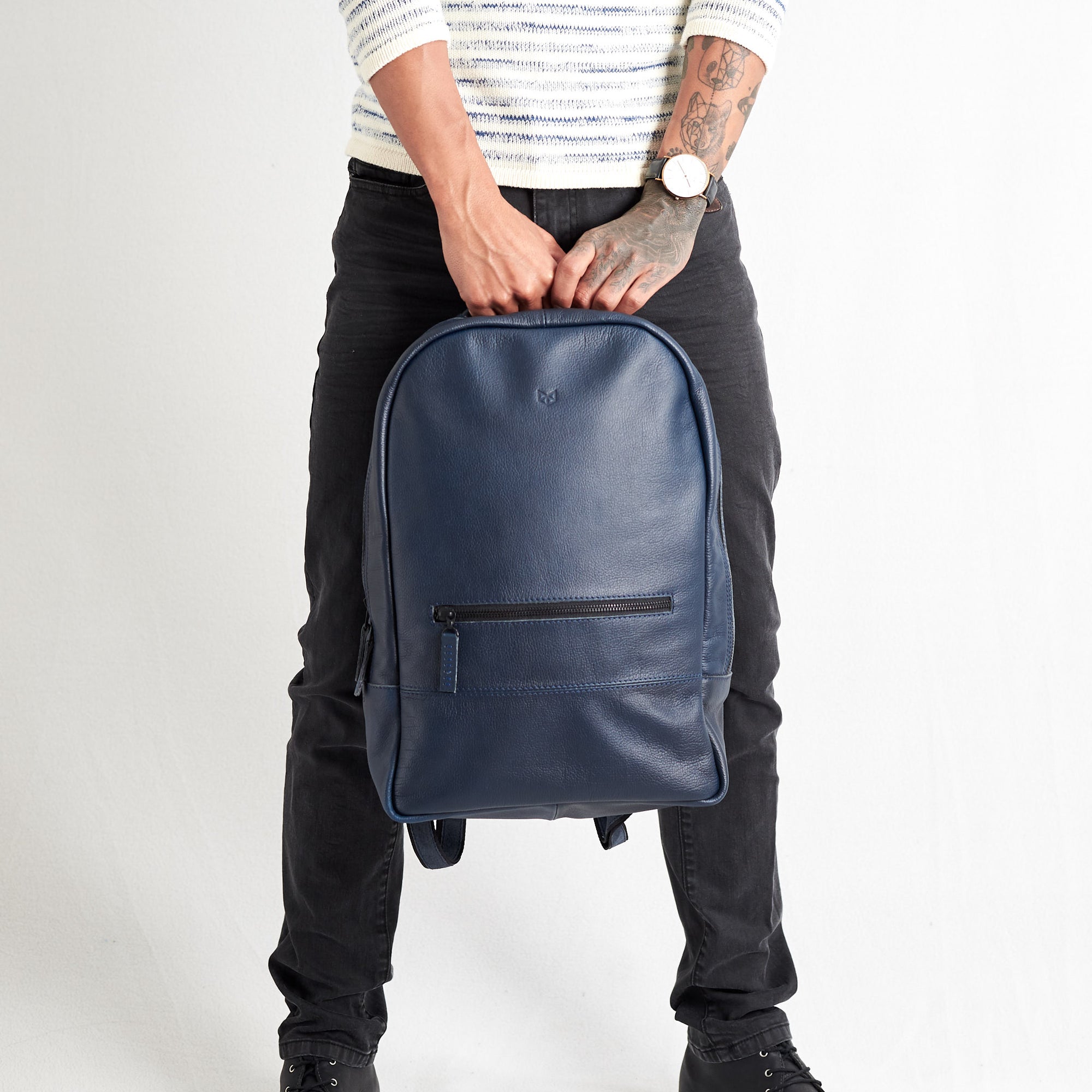 stylish laptop backpacks navy by capra leather