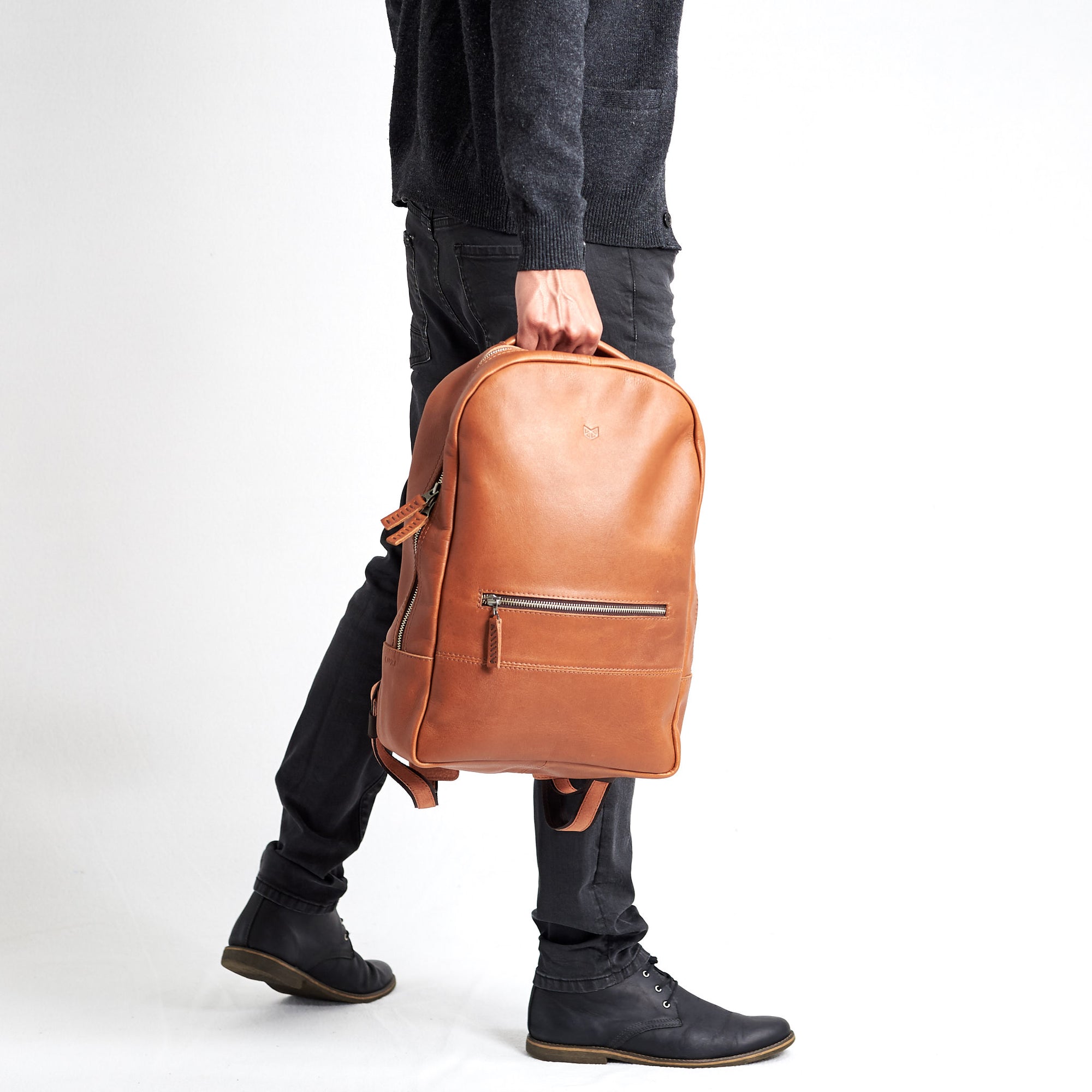 mens fashion backpacks tan by capra leather