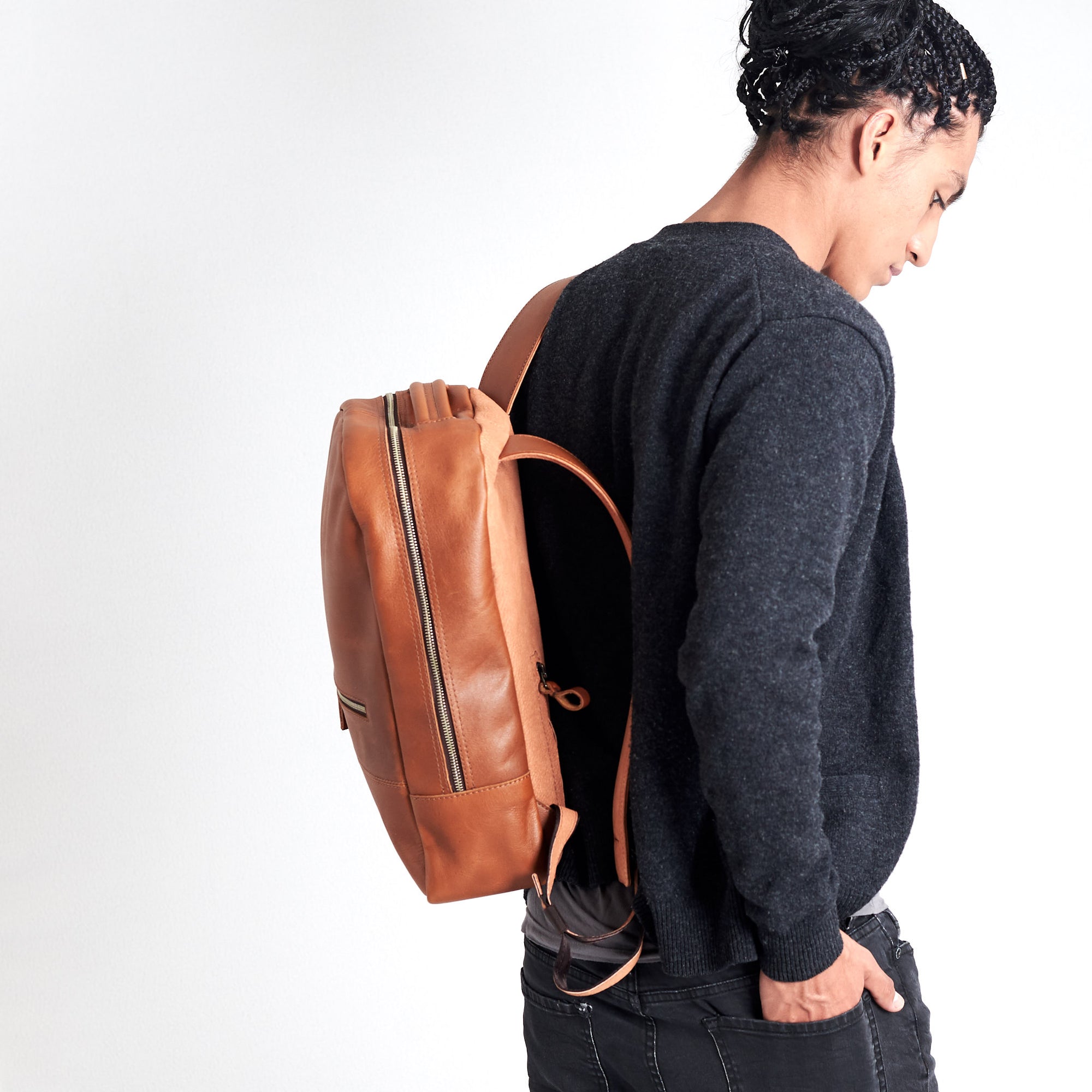 laptop tech backpack tan by capra leather
