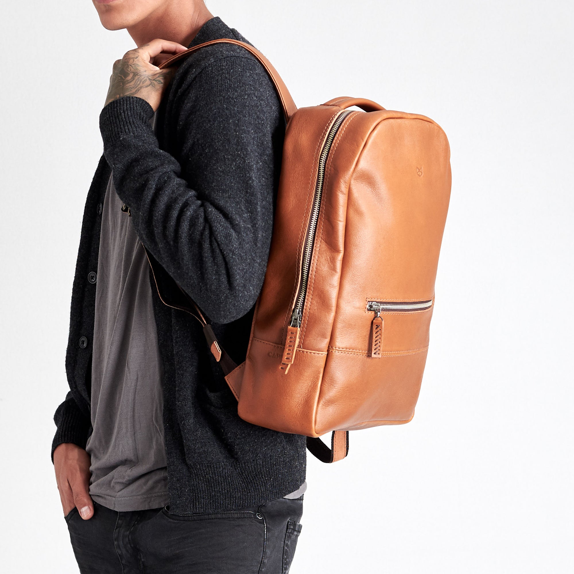 laptop backpack for men tan by capra leather