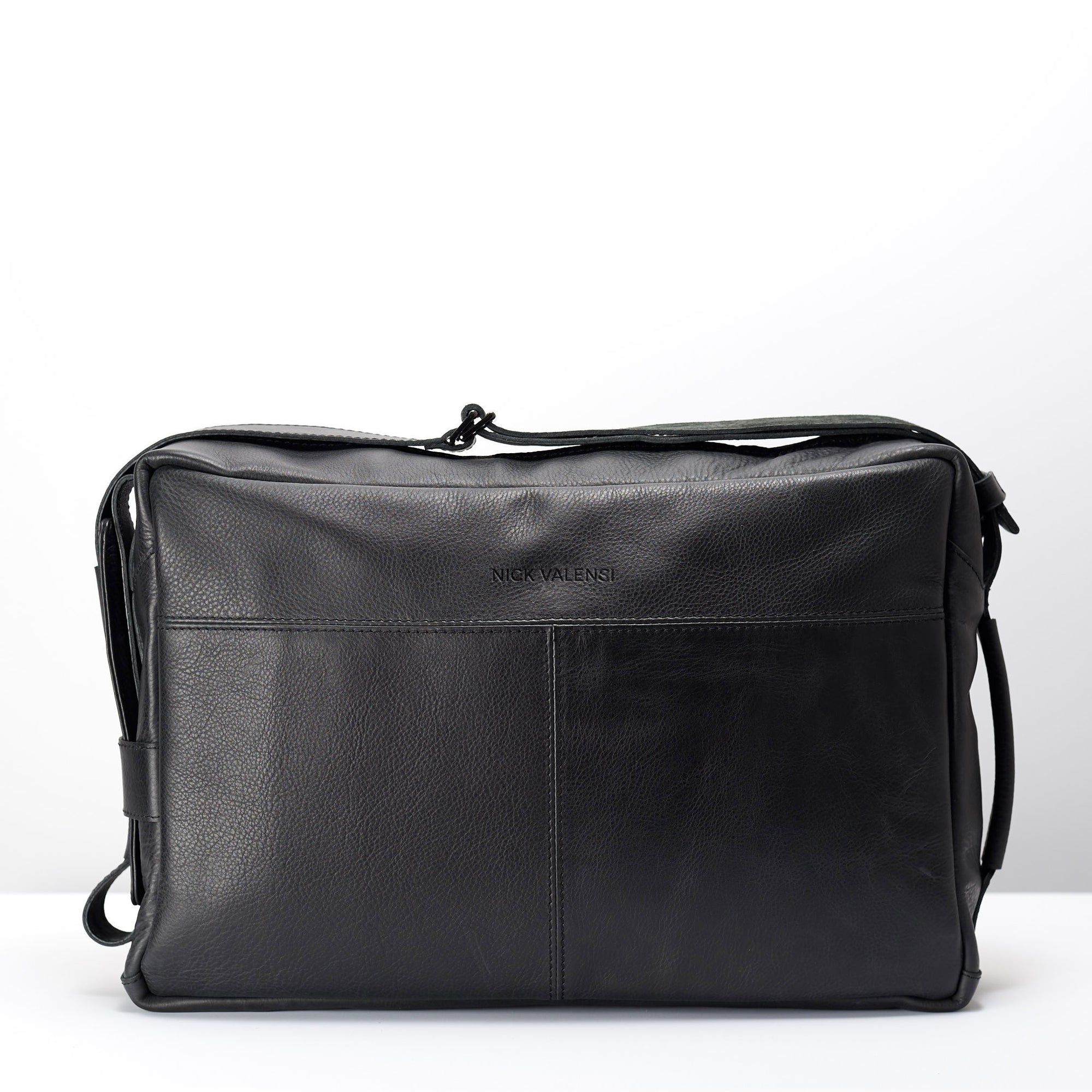Back handmade leather messenger bag for men. Commuter bag, laptop leather bag by Capra Leather.