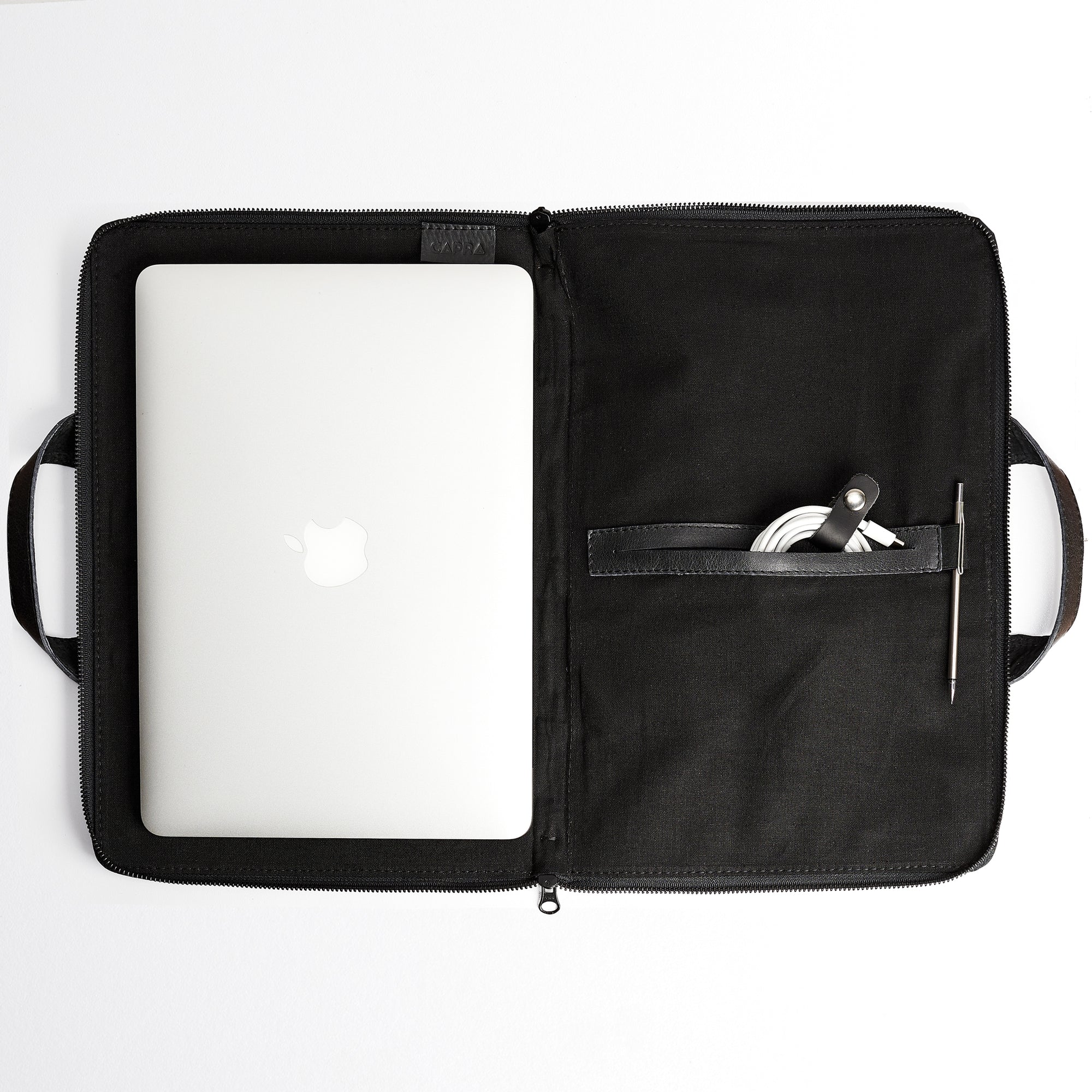 Linen interior. Muze Laptop Portfolio Business Document Organizer by Capra Leather