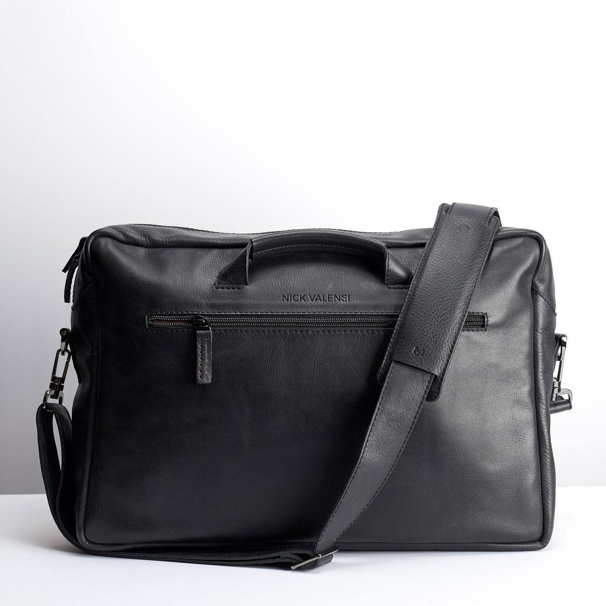 Custom engraving. Black handmade leather messenger bag for men. Commuter bag, laptop leather bag by Capra Leather.
