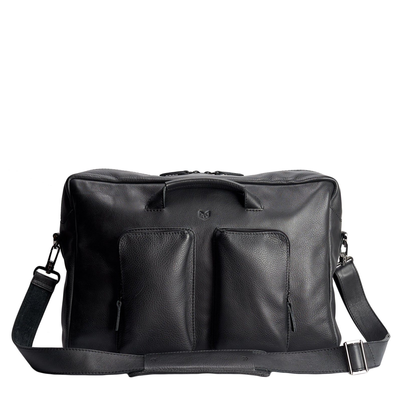 Front. Black handmade leather messenger bag for men. Macbook Pro 13inch 15 inch leather bag. Unique mens bag