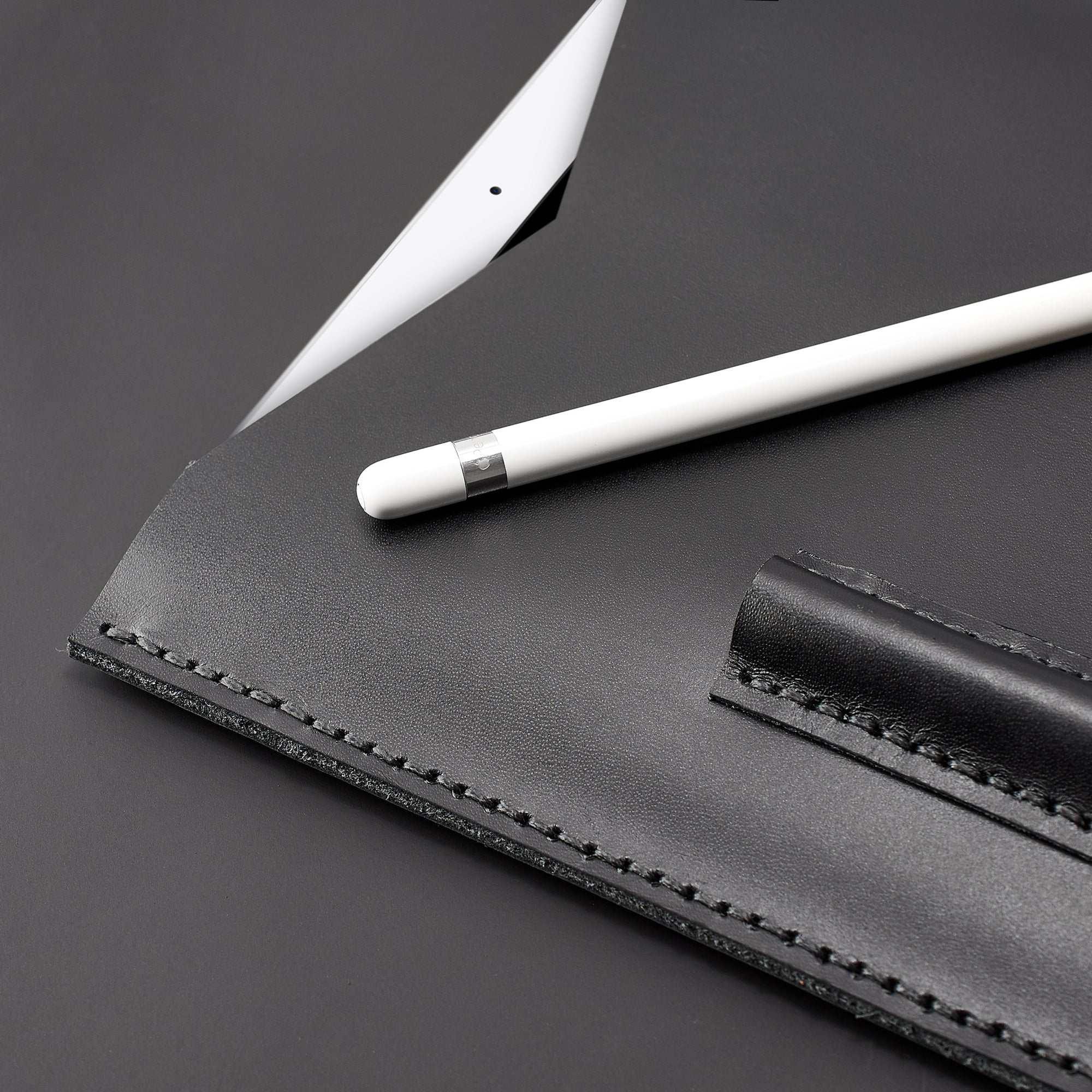 Hand stitch. Capra Leather iPad pro leather sleeve. Black leather sleeve for iPad pro 10.5 inch 12.9 inch. Mens gifts