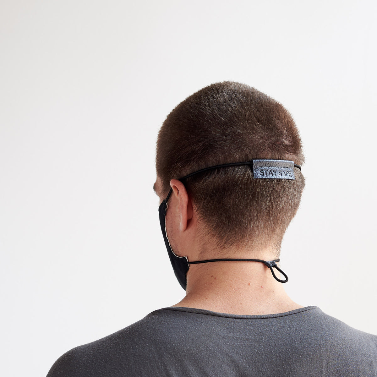 Back view. Men Face Mask by Capra Leather 