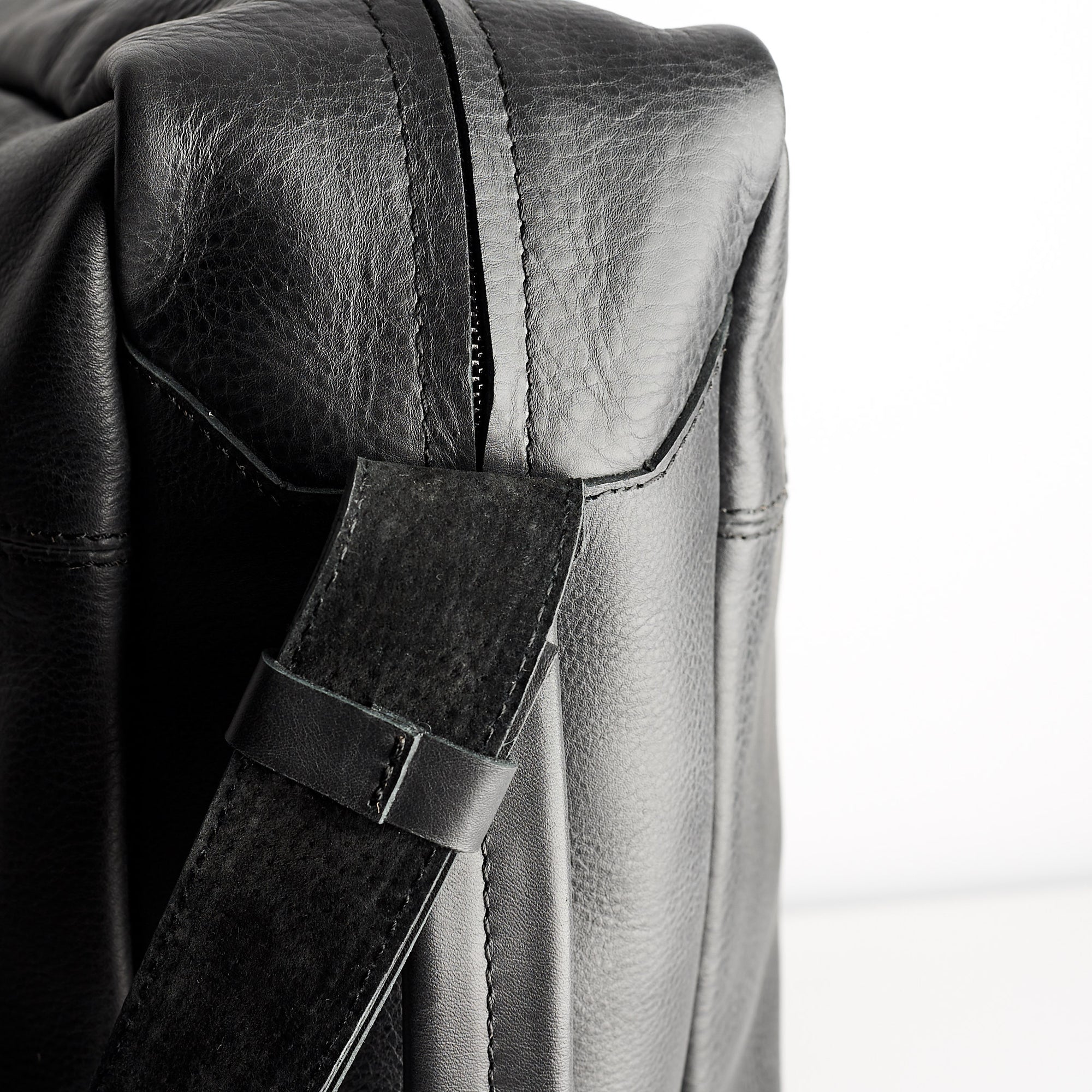 Suede texture. Back handmade leather messenger bag for men. Commuter bag, laptop leather bag by Capra Leather.
