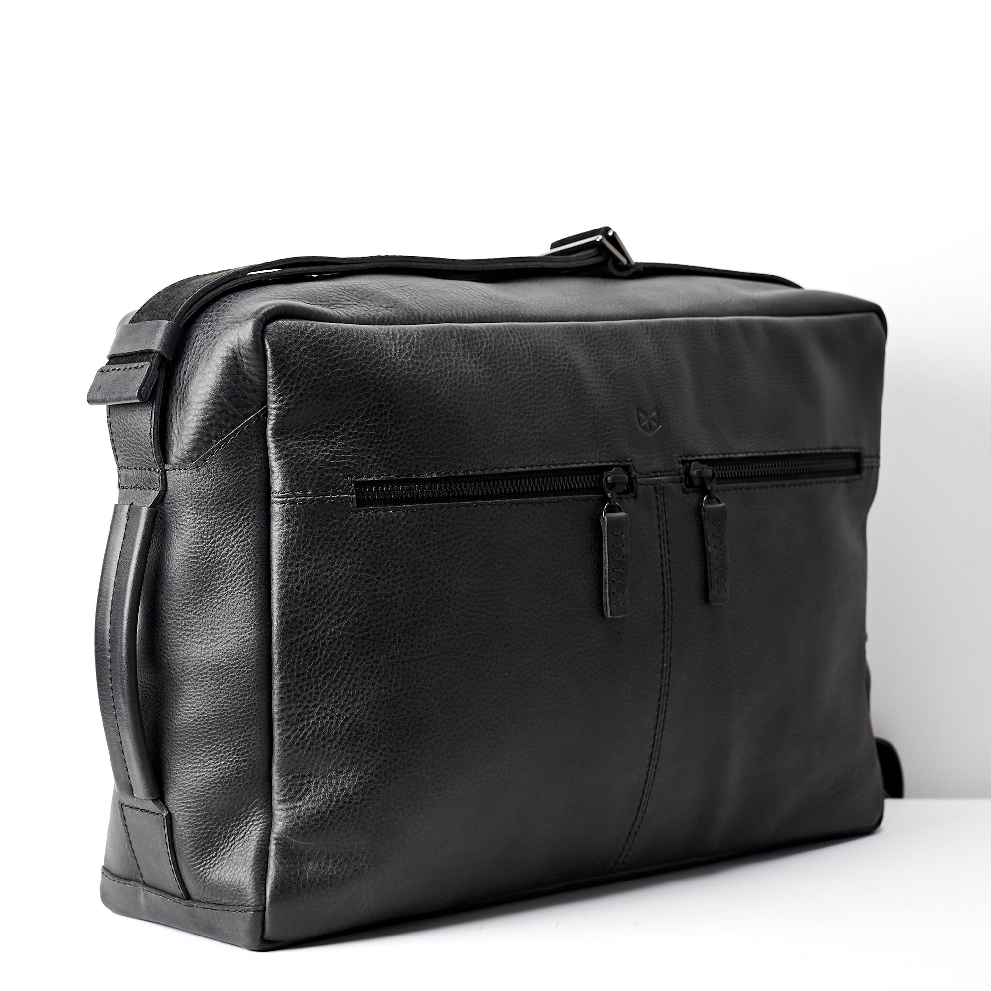 Side. Back handmade leather messenger bag for men. Commuter bag, laptop leather bag by Capra Leather.