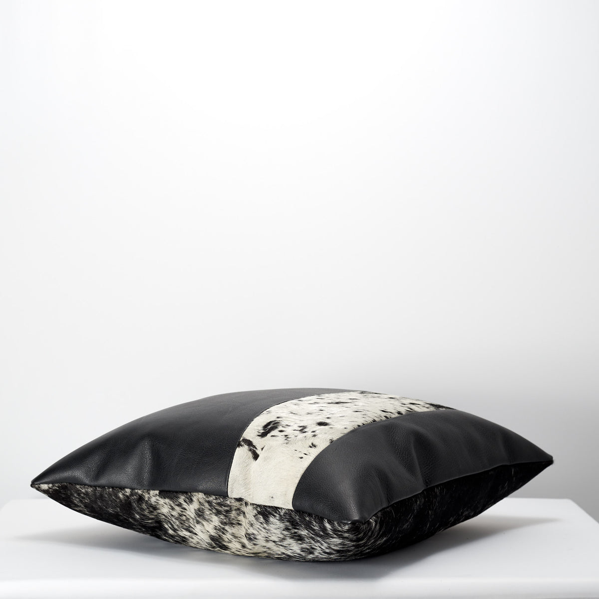 Black Dual Leather Cowhide Cushion. Couch decoration, lounge, bench, sofa cushion covers, custom size, pillow. 