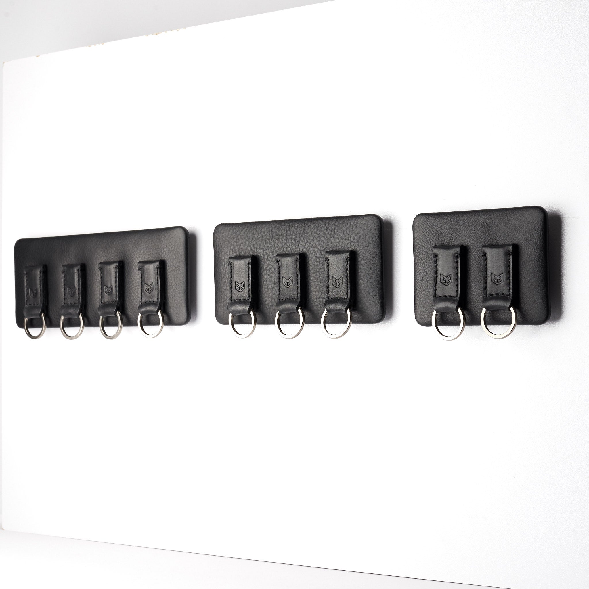 Black Leather Key Holder Magnetic Wall Keychain Hook 