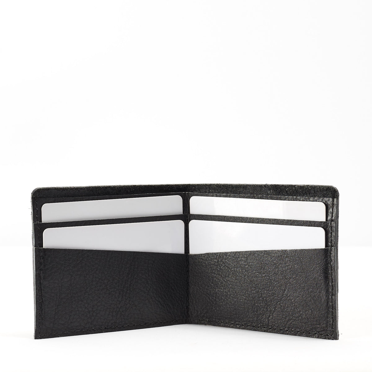 Black leather slim wallet, gifts for men, handmade accessories. Unique mens leather card holder 