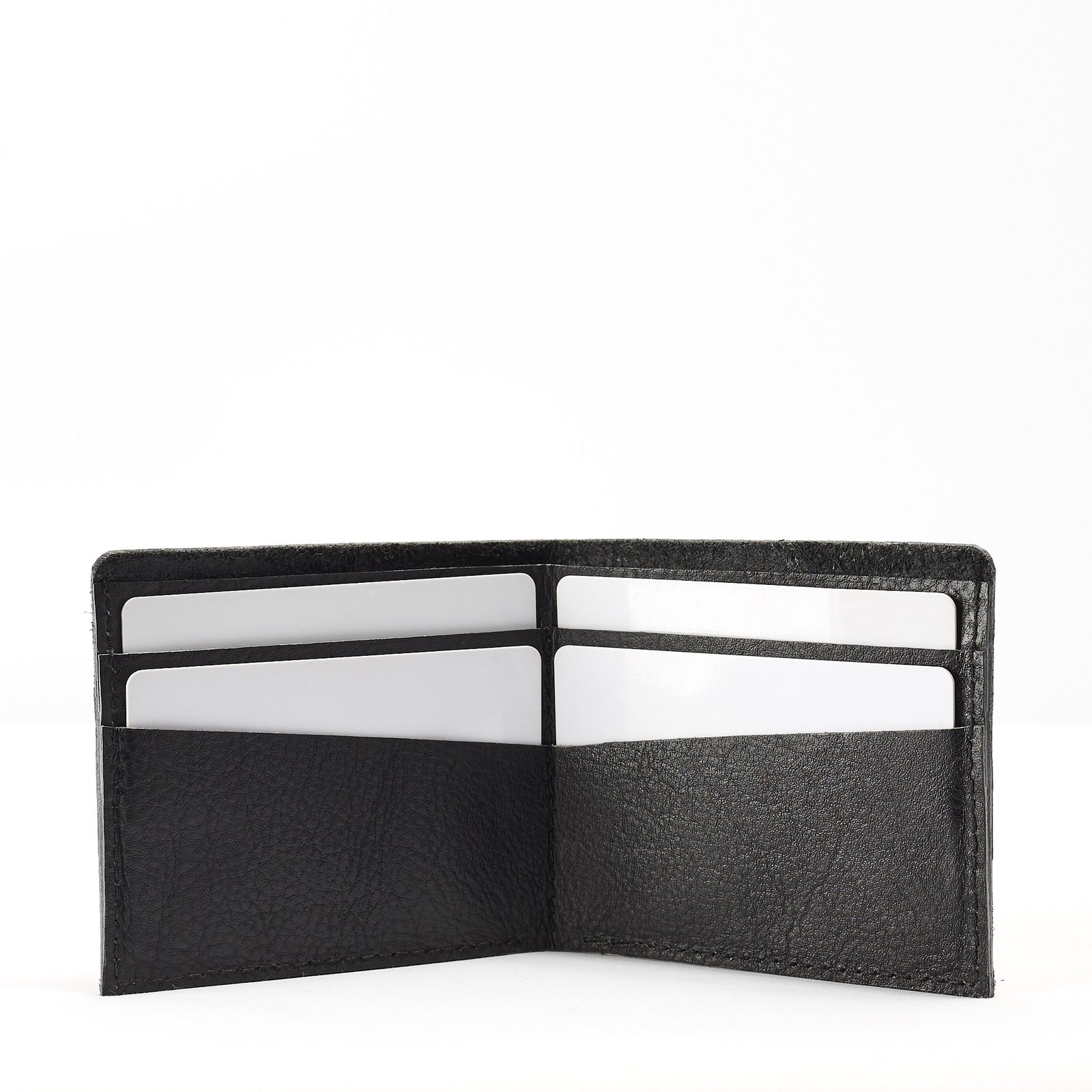 Black leather slim wallet for men. Perfect gift for men. Minimalist thin card holder for mens gifts 