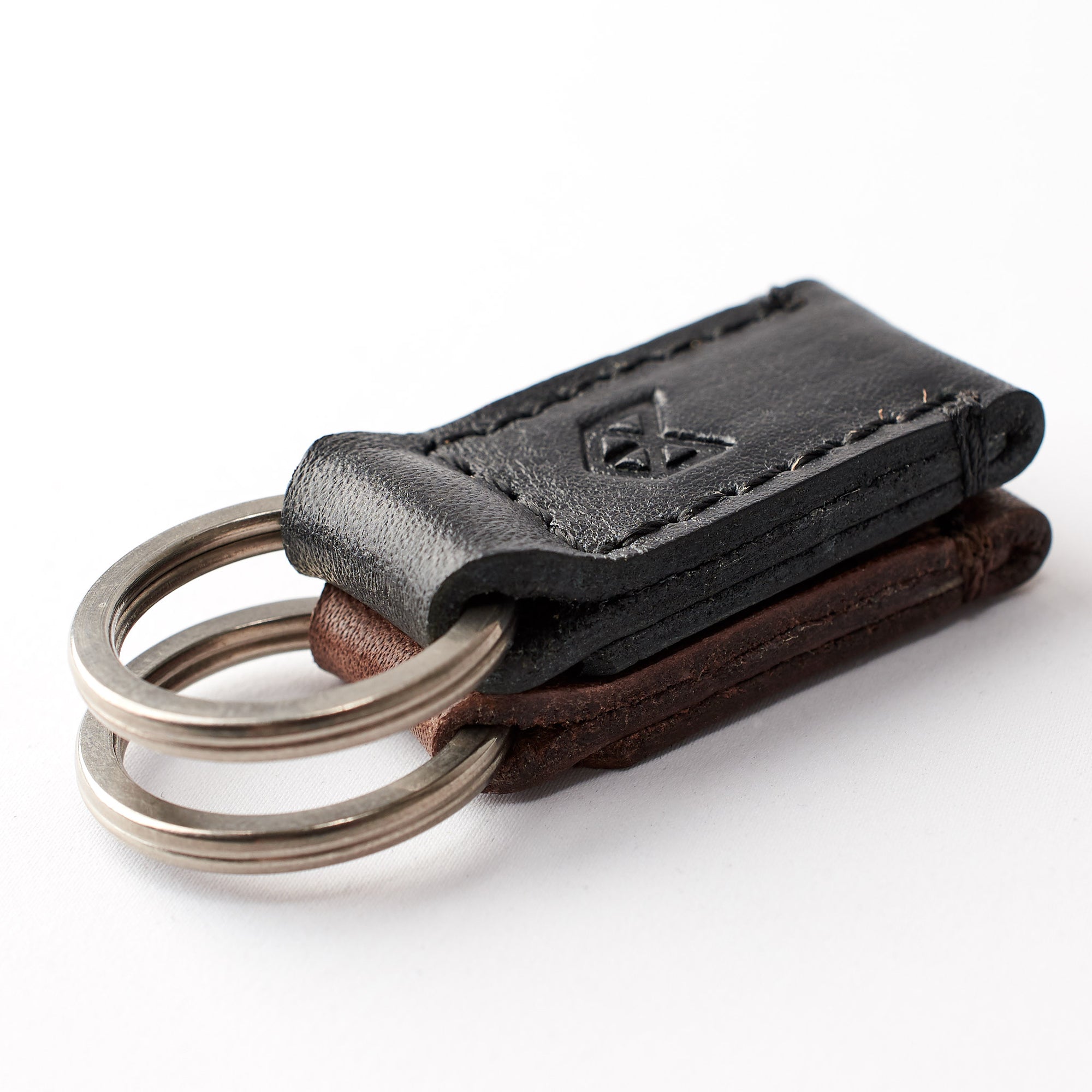 Magnet keychains. Black leather keychain, custom magnetic key fob