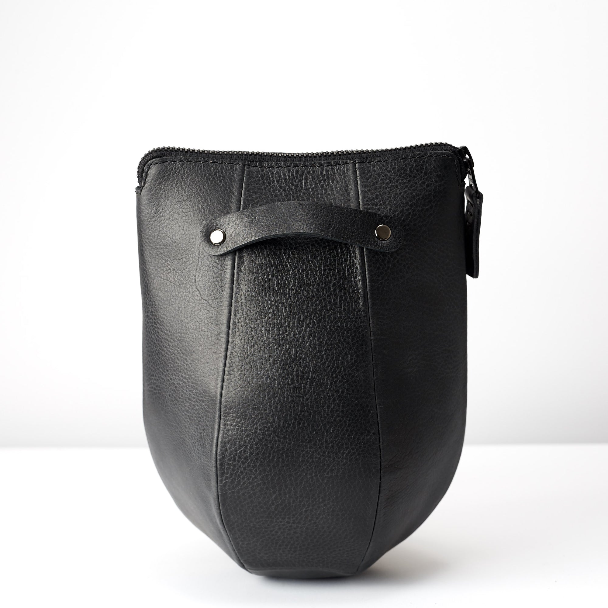 Back hanger. Black leather toiletry bag. Mens unique waterproof dopp kit 