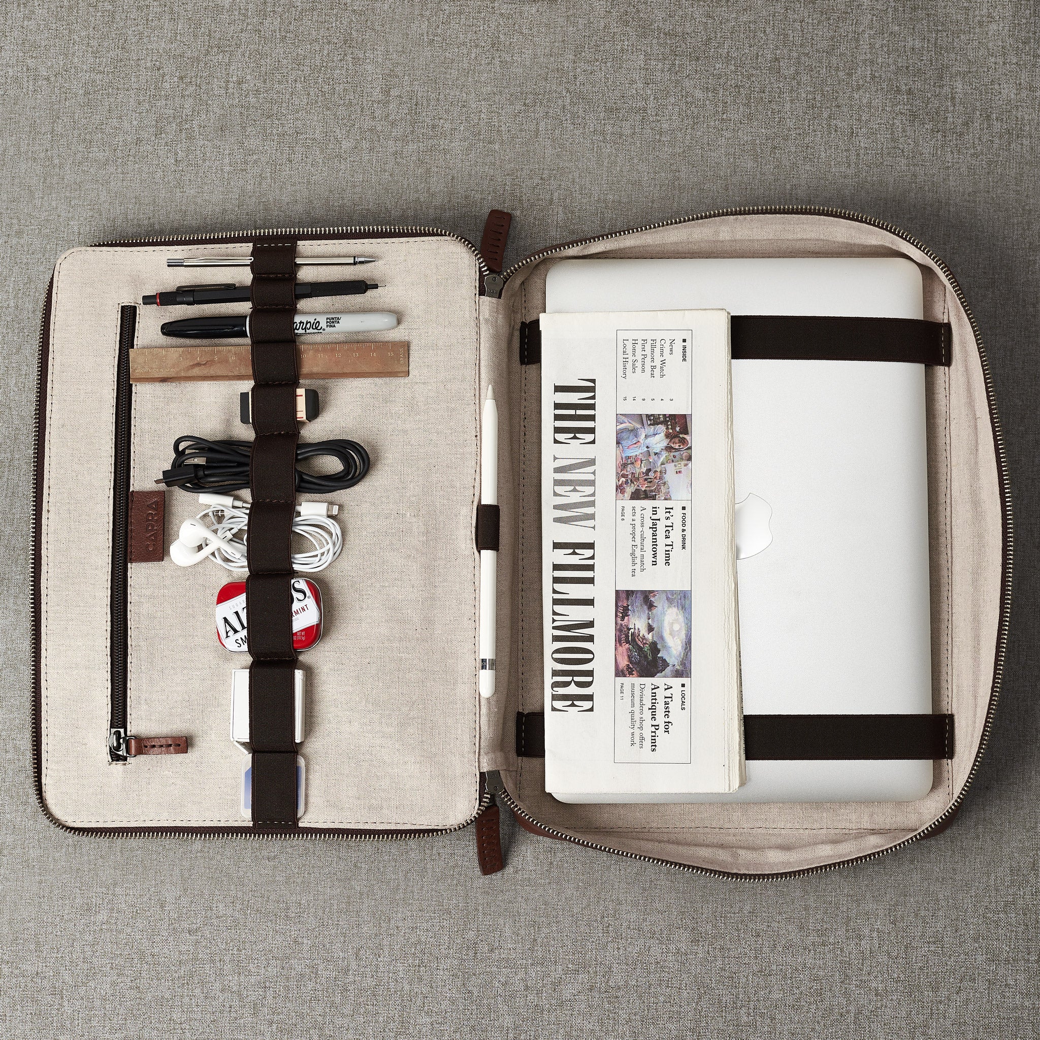 Medium Laptop Gear Bag 14″ · Brown by Capra Leather