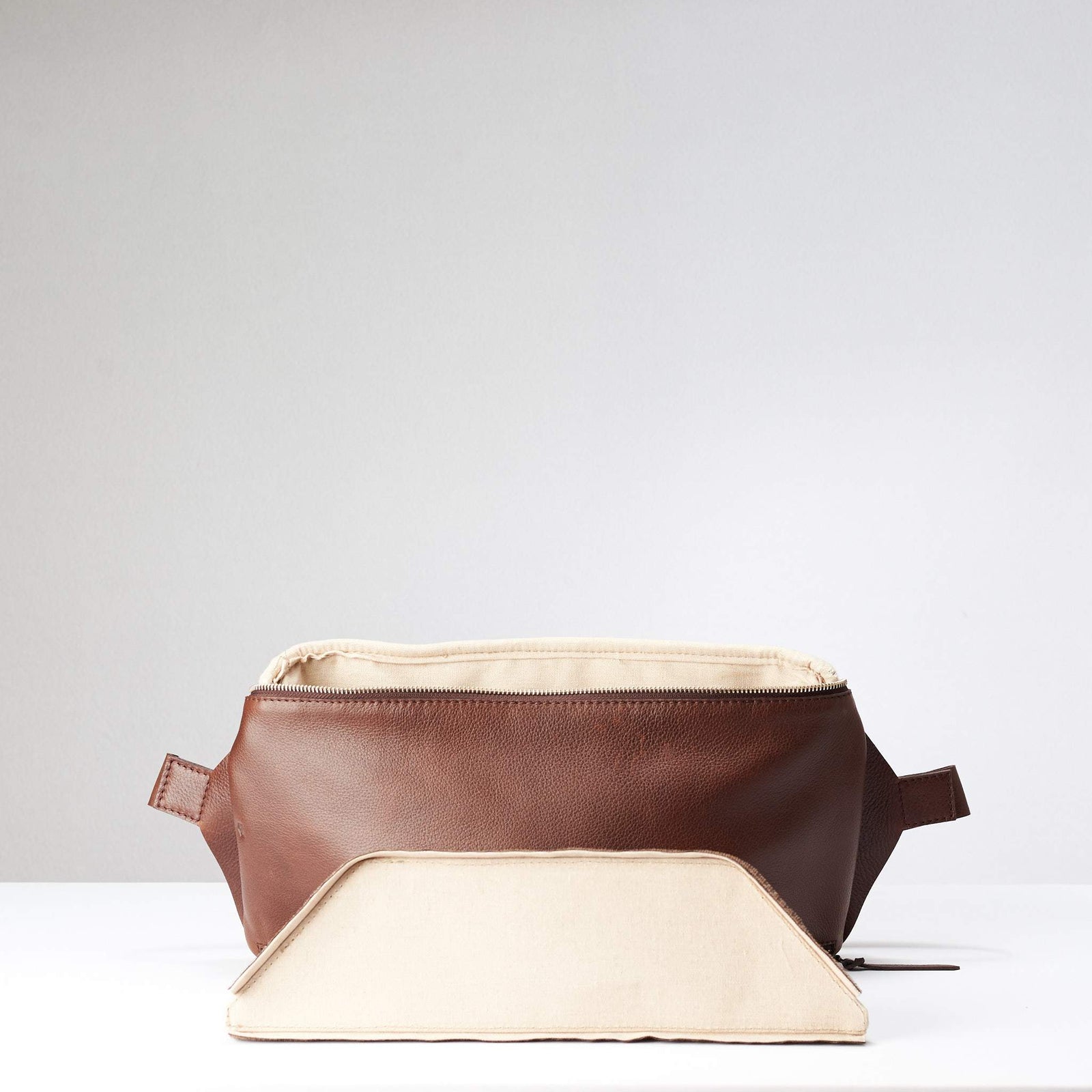 Detachable divider. Fenek Sling Bag Brown by Capra Leather