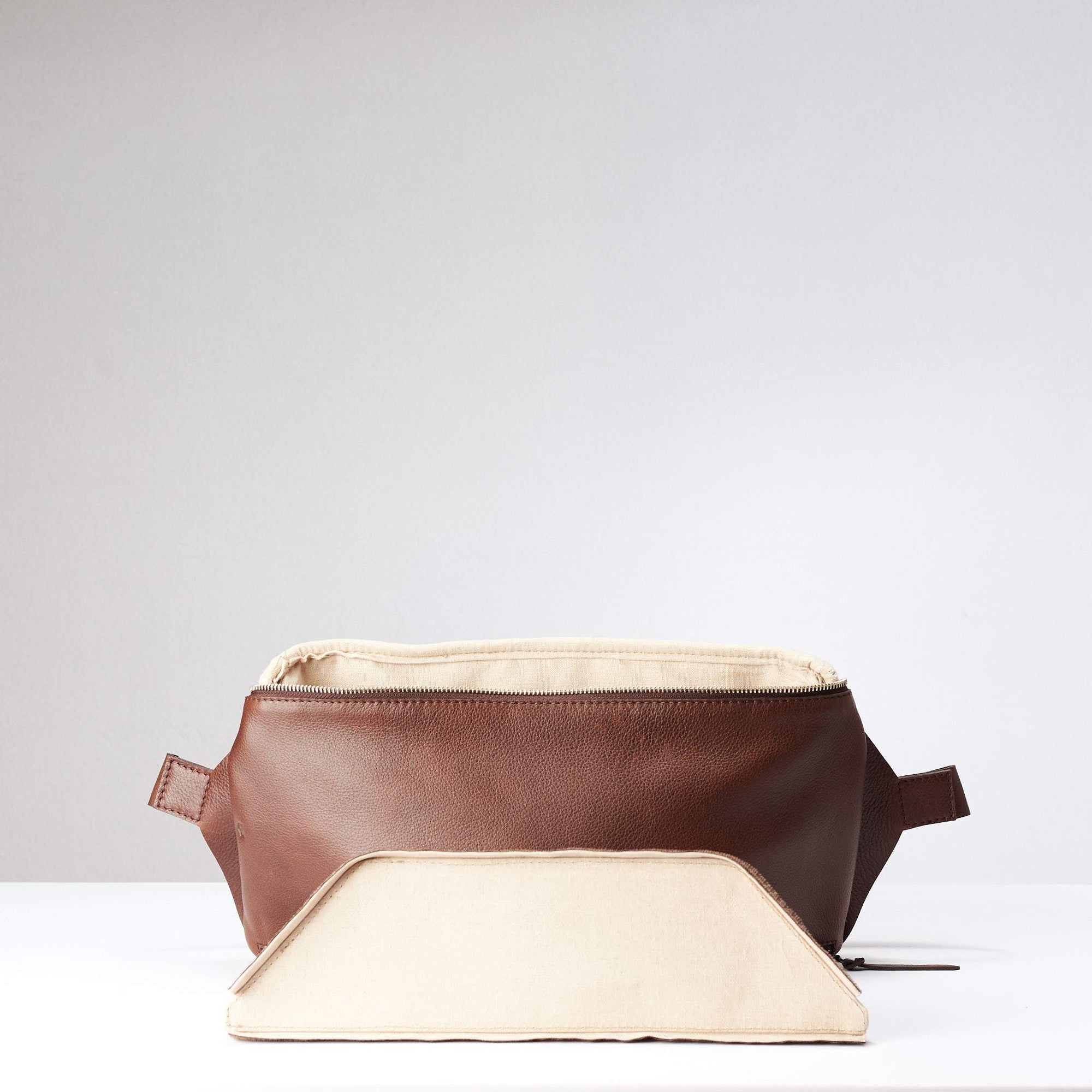Detachable divider. Fenek Sling Bag Brown by Capra Leather
