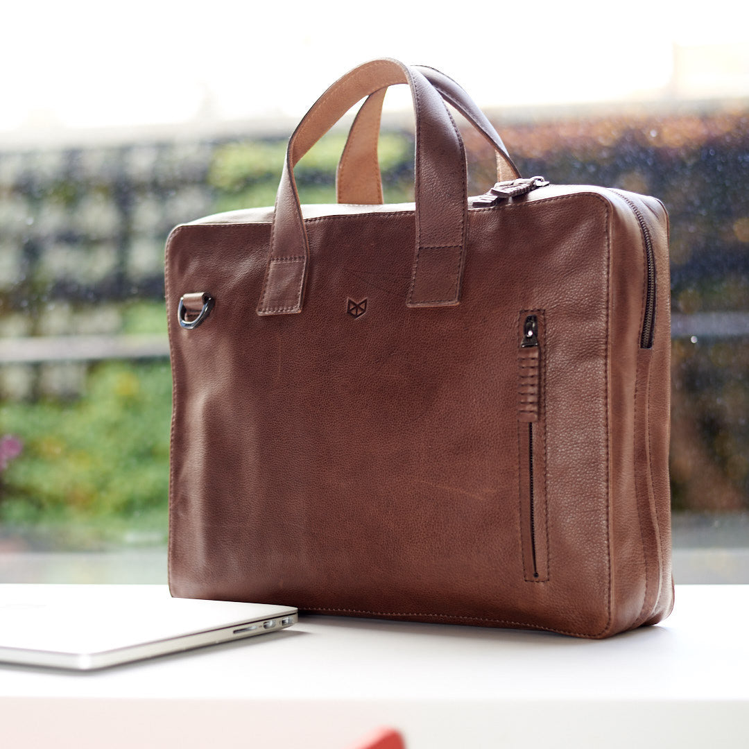 Formal Style. Office brown leather briefcase. Mens formal workbag. Personalized gifts for him 