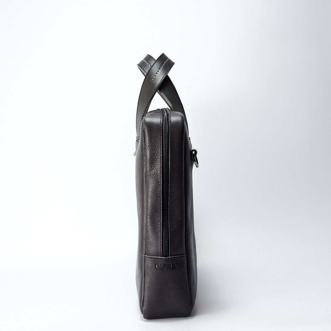 Slim profile. Soft leather briefcase for men. Designer leather satchel