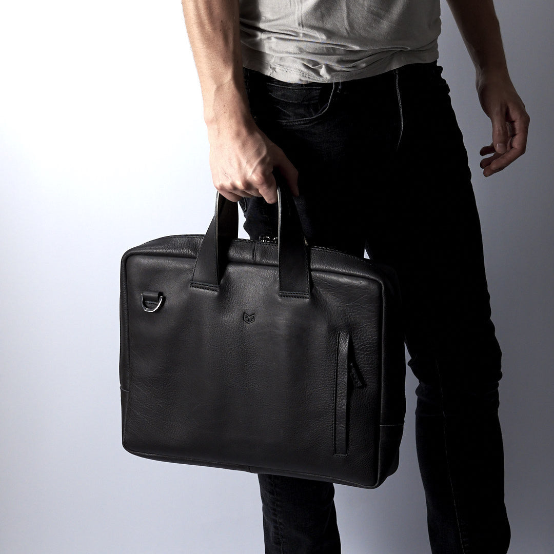 Style photo.Handmade leather briefcase for men. Custom mens bag design