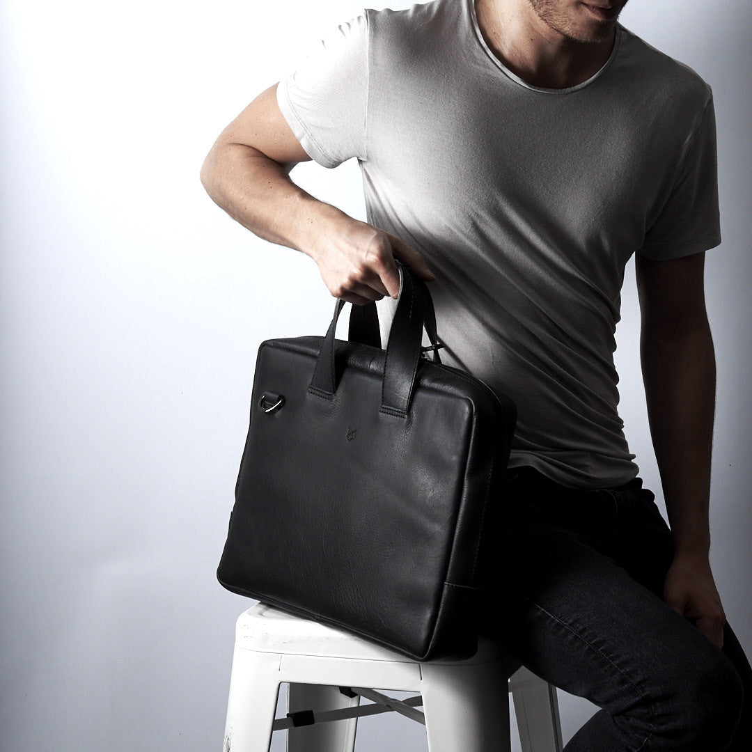 Formal style. Handmade leather workbag. Unique designer satchel for mens gifts