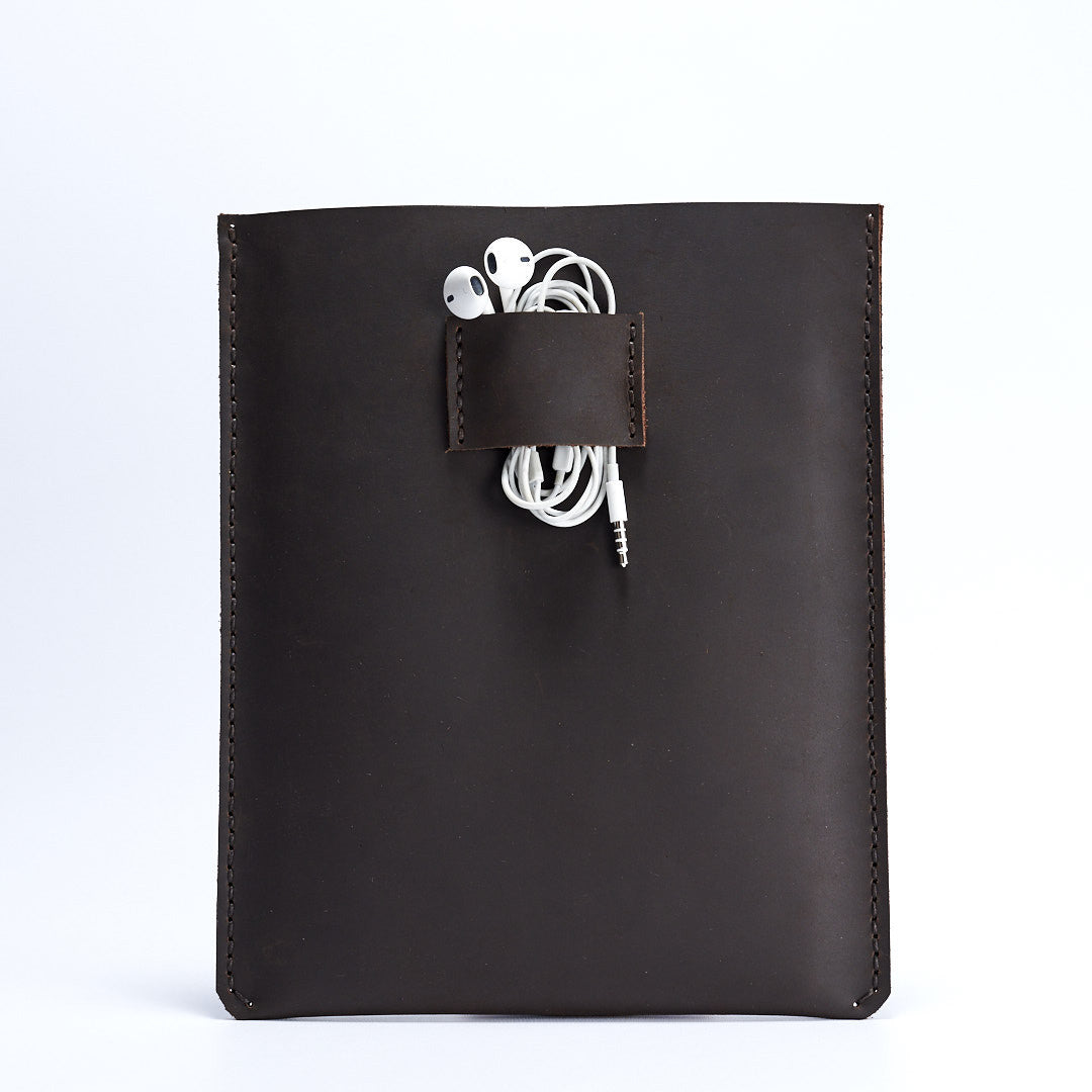 Leather iPad pro case with earphones holder