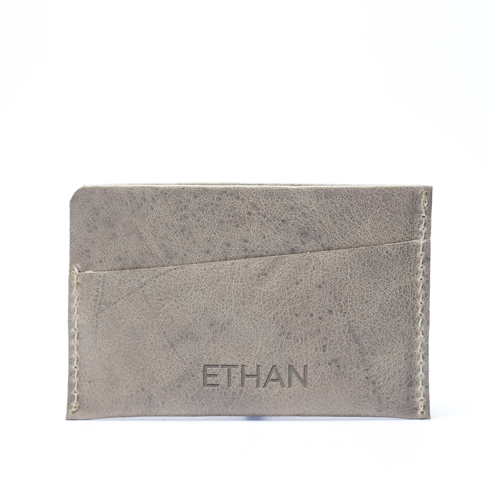 Leather grey card holder gifts for men handmade accessories by Capra Leather