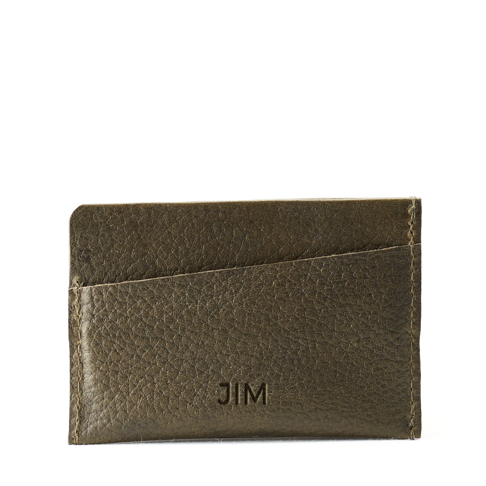 Custom engraving. Green leather card holder, gifts for men, minimalist designer cards wallet