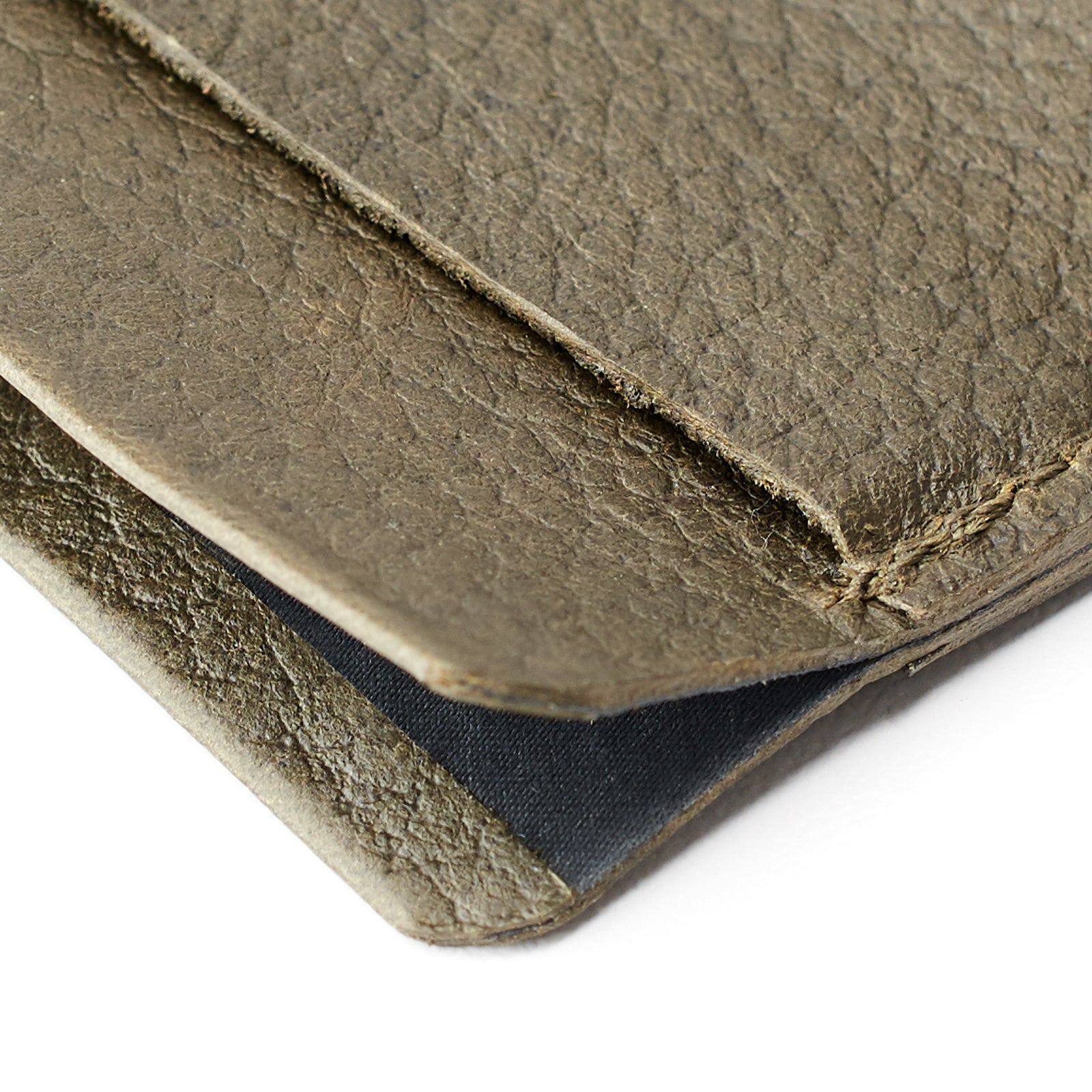 Detail. Green card holder for men. Gifts for men, handmade accessories, minimalist designer cards wallet