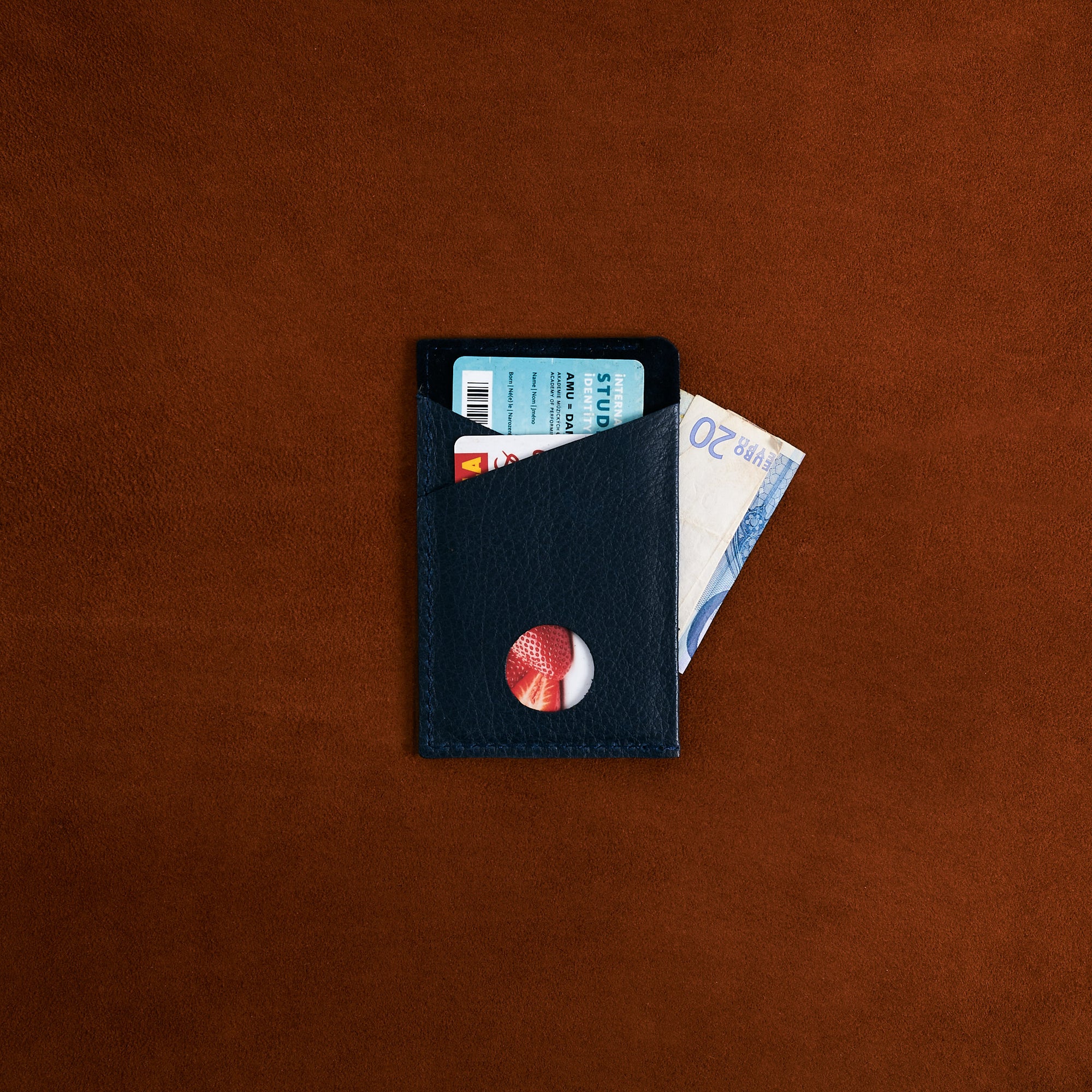 Back with Business Cards. Card Holder Wallet Blue by Capra Leather