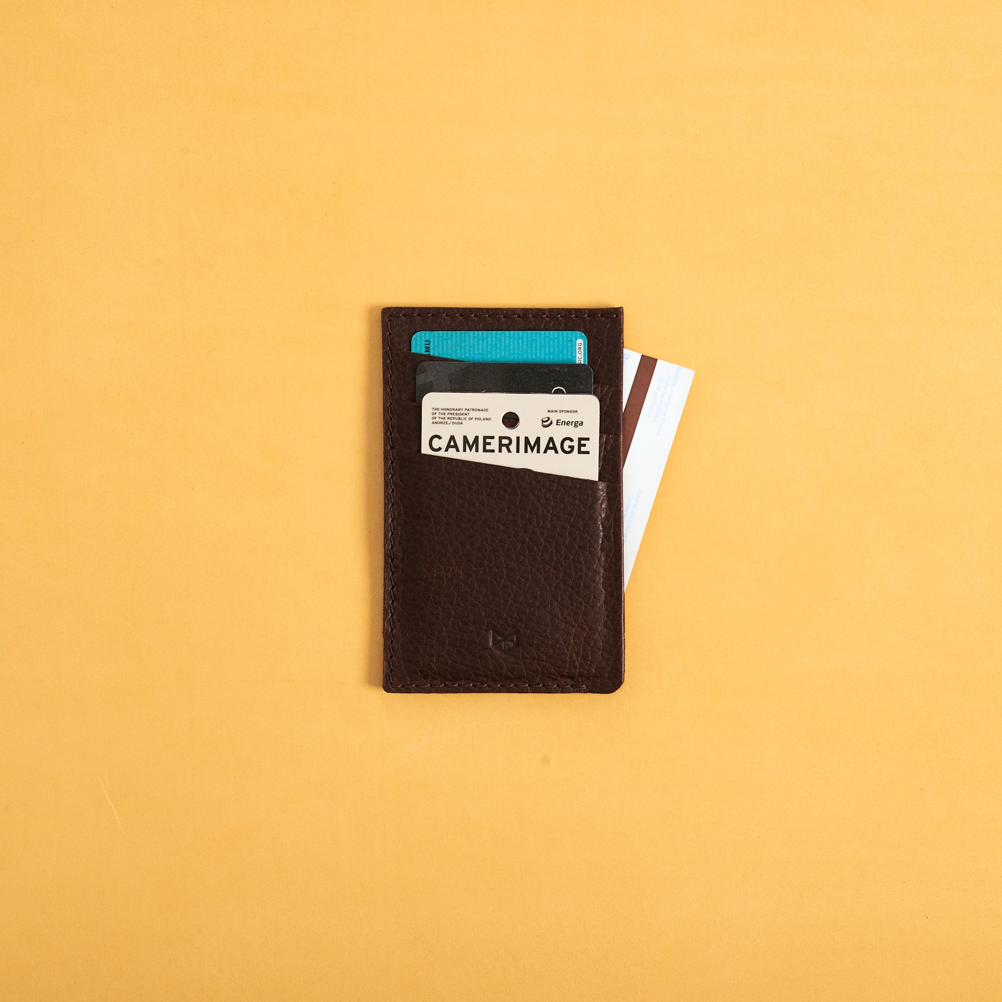 Front with ID Cards. Card Holder Wallet Dark Brown by Capra Leather