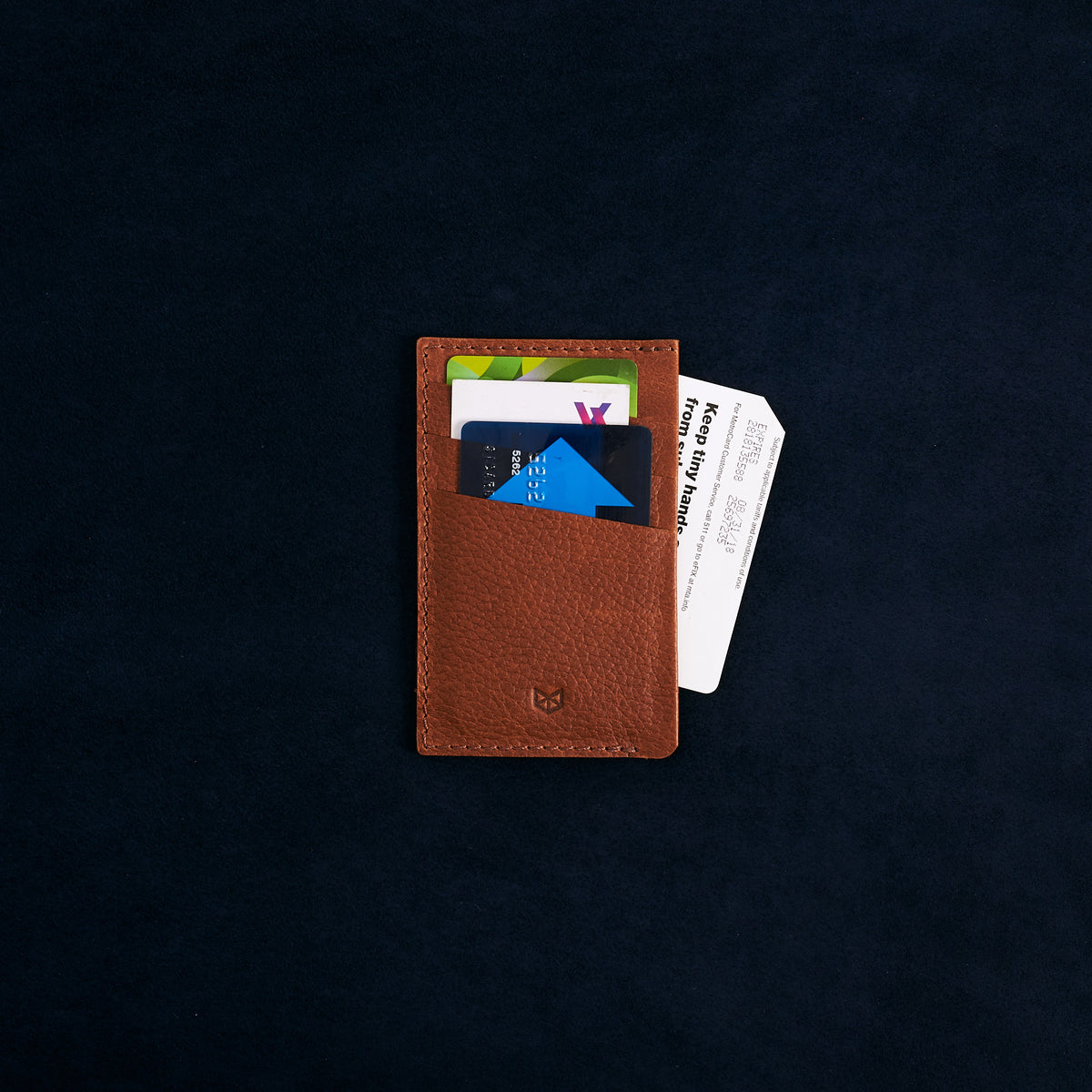 Front with Credit Cards. Card Holder Wallet Tan by Capra Leather