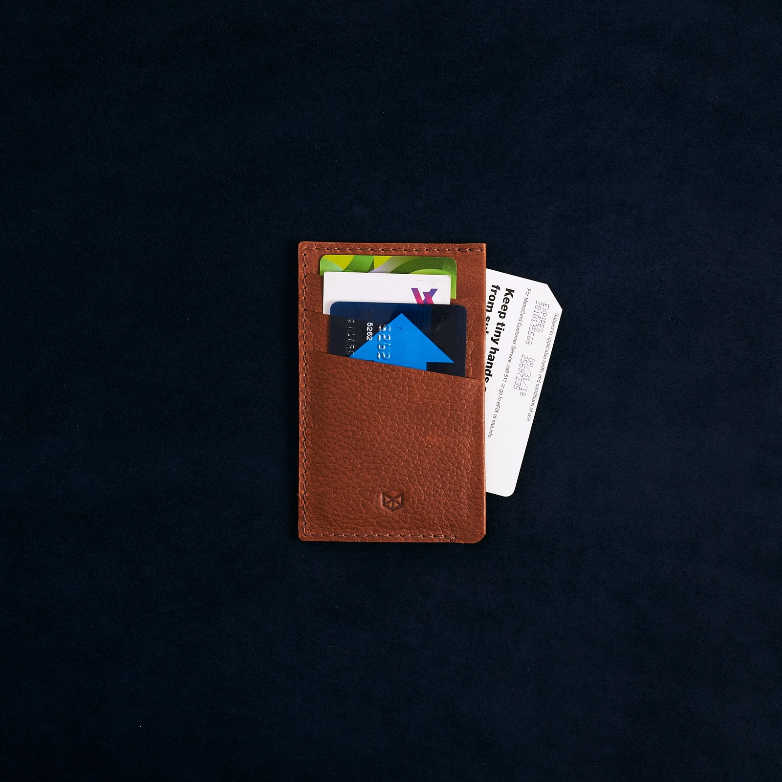 Front with Credit Cards. Card Holder Wallet Tan by Capra Leather