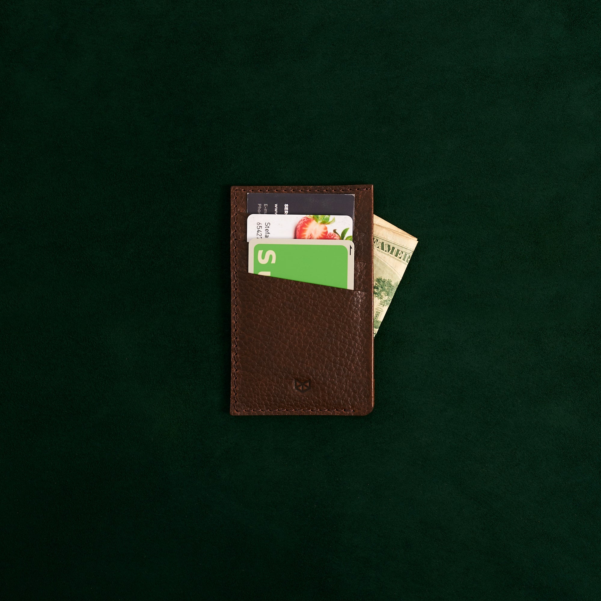 Front with Credit Cards. Card Holder Wallet Brown by Capra Leather