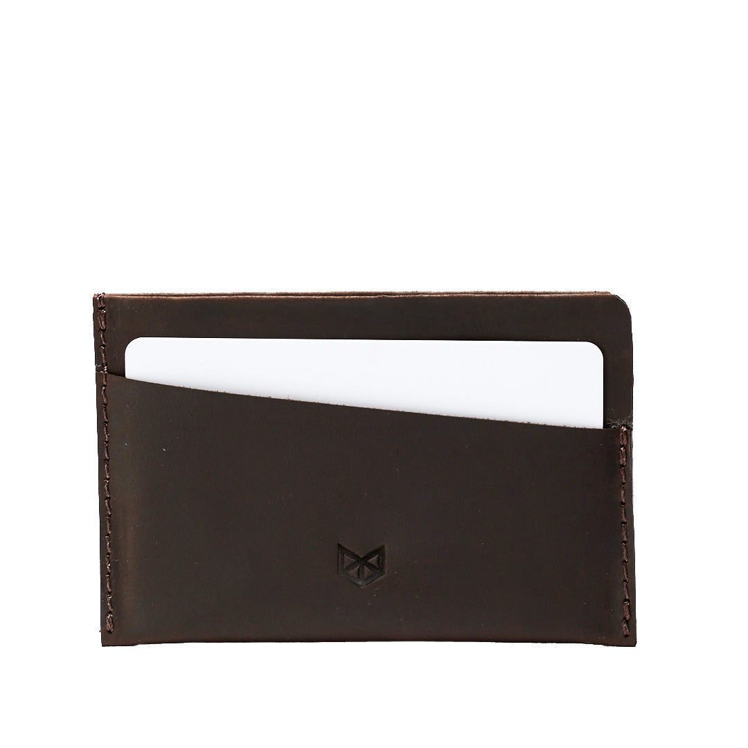 Slim dark brown leather card holder. Gifts for men, leather tan card holder, handmade accessories, minimalist designer cards wallet