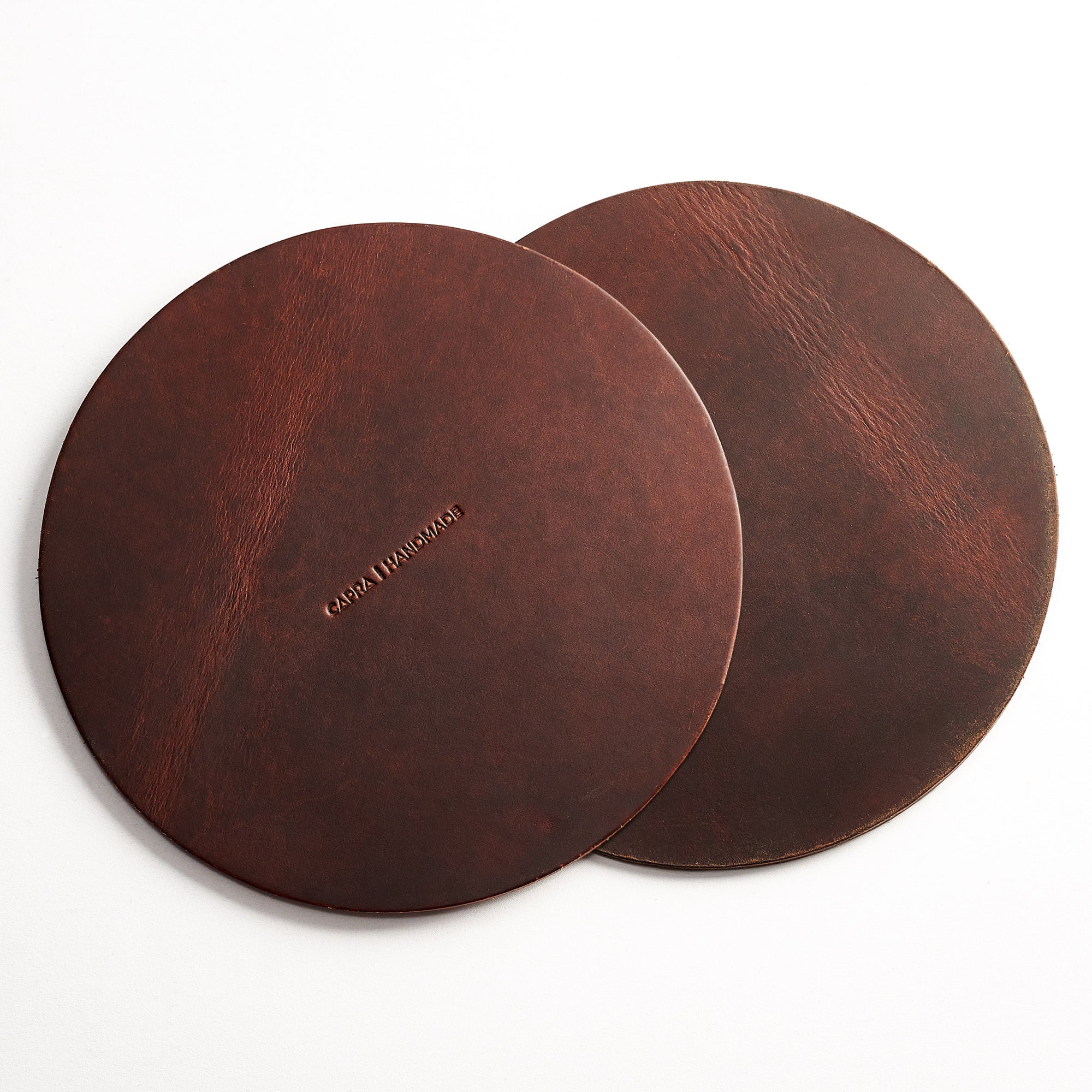 Dark Red Leather homepod pad, protect wood surfaces from white rings, mens cowhide coasters for apple smart speaker