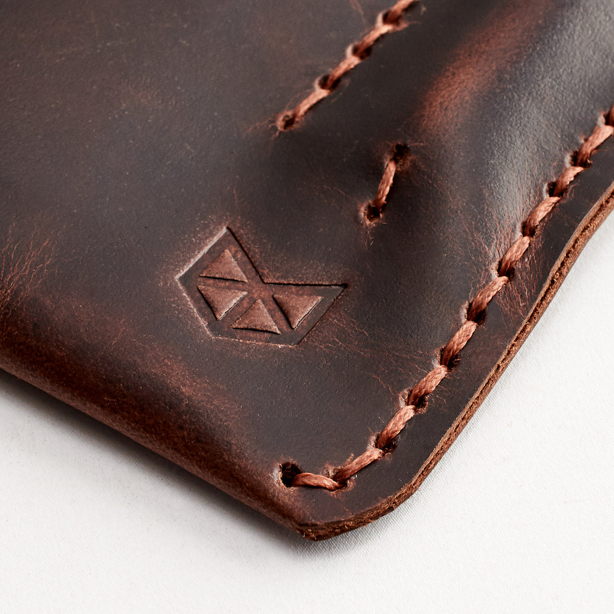 Hand stitched case. Red brown leather sleeve for Pixel Slate. Mens gifts