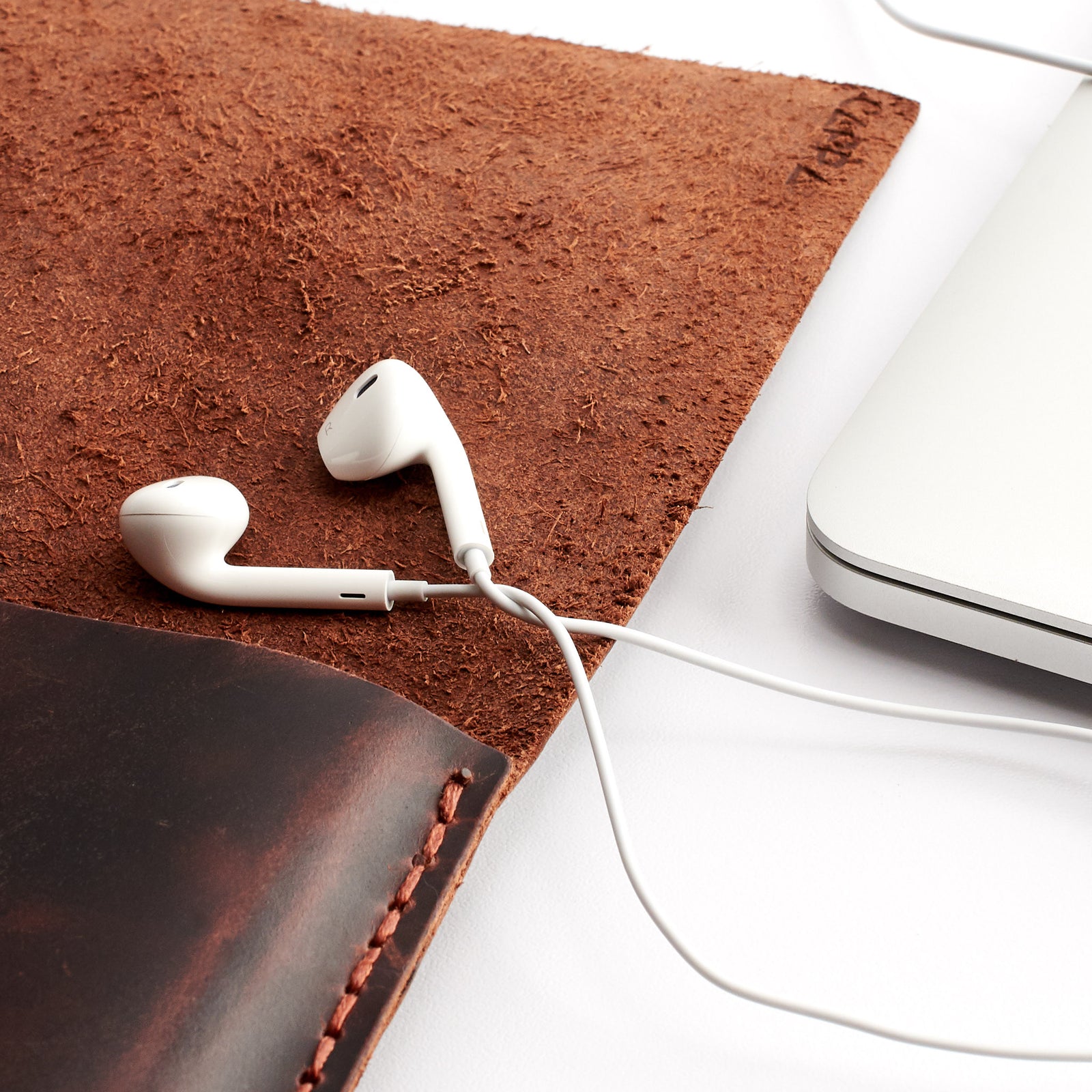 Style. Red brown  leather Macbook pro touch bar sleeve. Designer unique mens cases.