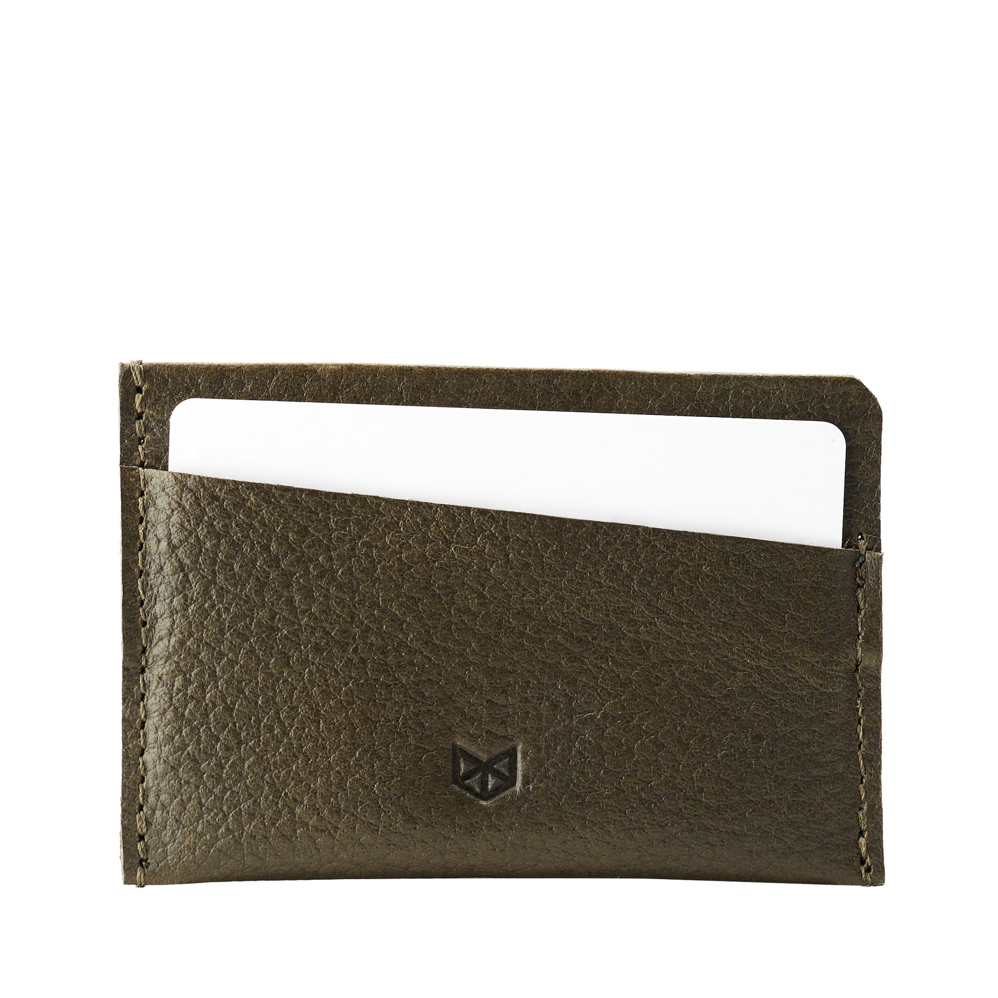 Slim green leather card holder. Gifts for men, leather tan card holder, handmade accessories, minimalist designer cards wallet