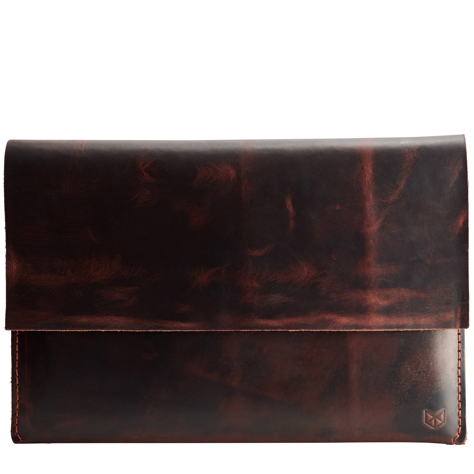 Closed. Distressed Cognac Leather MacBook Case. MacBook Sleeve by Capra Leather