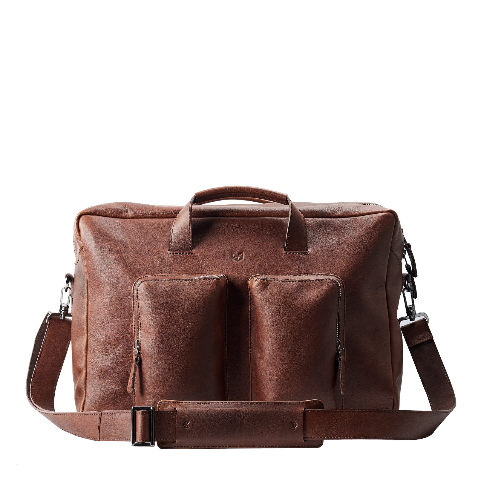 Front. Brown handmade leather messenger bag for men. Commuter bag, Macbook 13inc 15 inch laptop mens bag