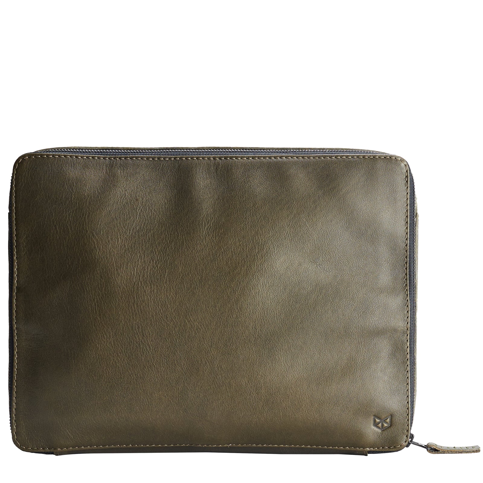 Handmade medium gear bag. Green gadget organizer by Capra Leather