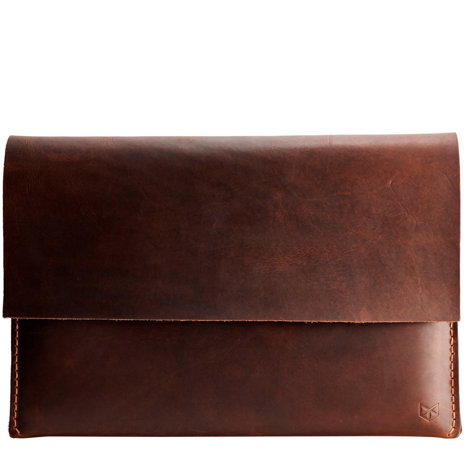 Closed. Distressed Tan Leather MacBook Case. MacBook Sleeve by Capra Leather